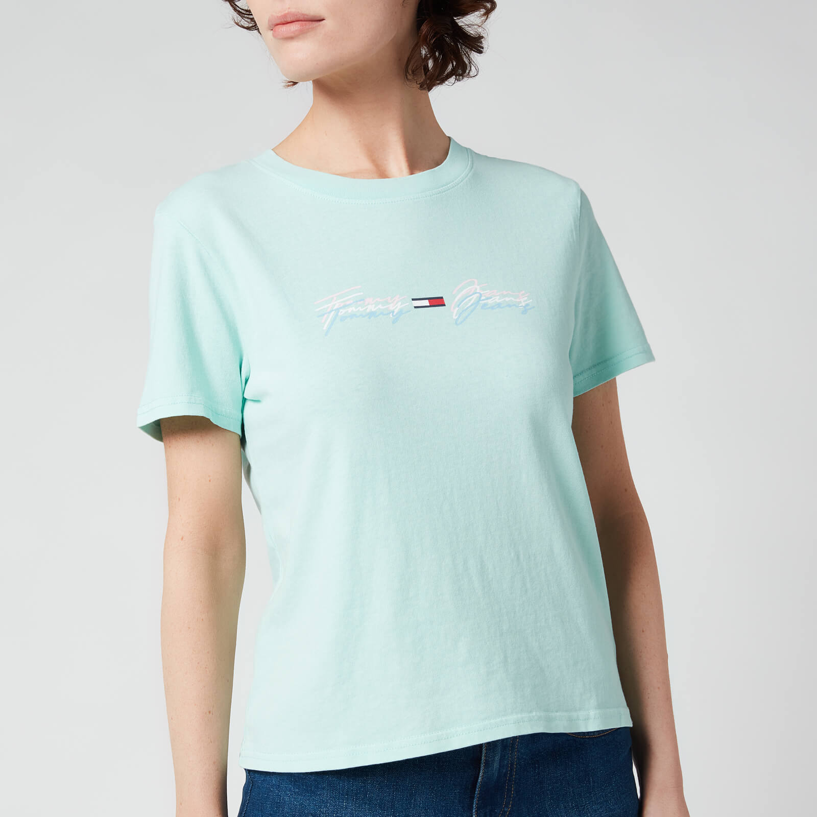Tommy Jeans Women's TJW Linear Logo T-Shirt - Aqua Coast - XS