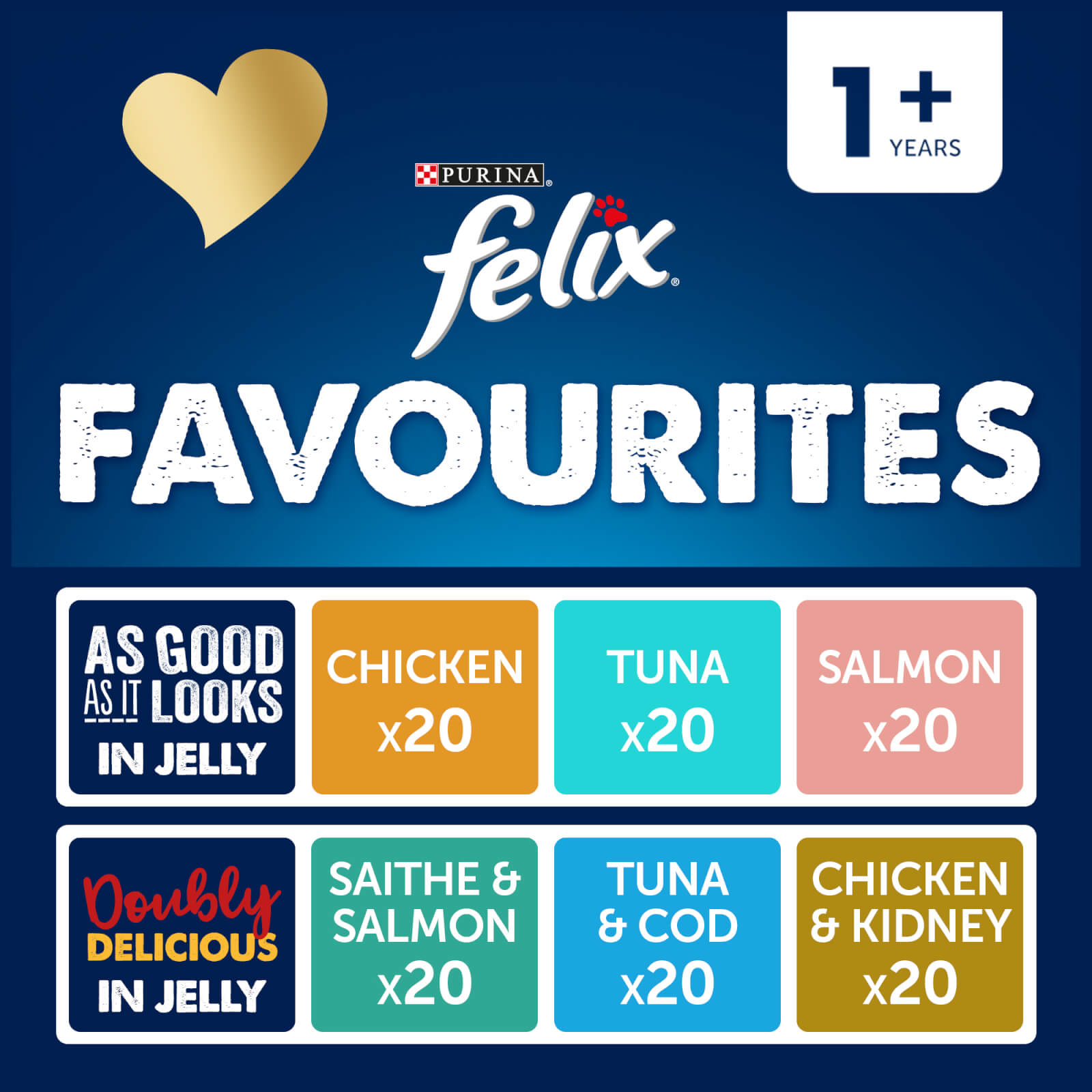 Image of Felix Favourites Pre-Mixed Bundle Adult Wet Cat Food 120x100g
