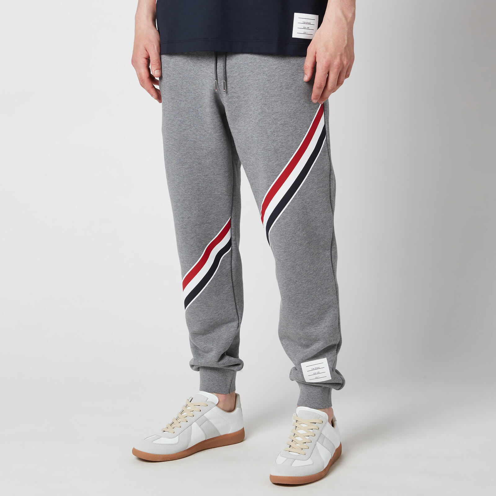 Thom Browne Men's Printed Diagonal Stripe Classic Loopback Sweatpants - Medium Grey - 2/M