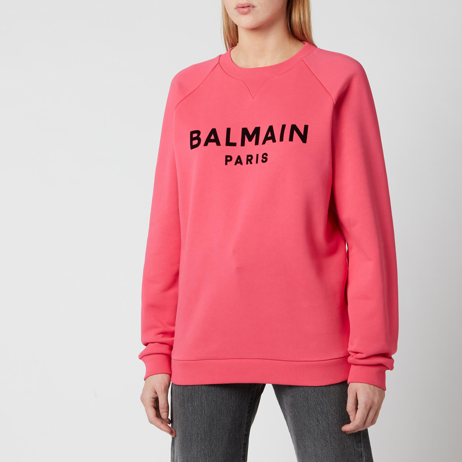 Balmain Women's Flocked Logo Sweatshirt - Fuchcia/Noir - XXS