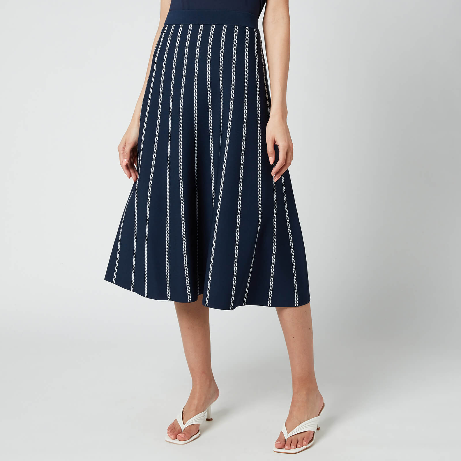 MICHAEL Michael Kors Women's Pin Stripe Chain Skirt - Midnight Blue/White - XS