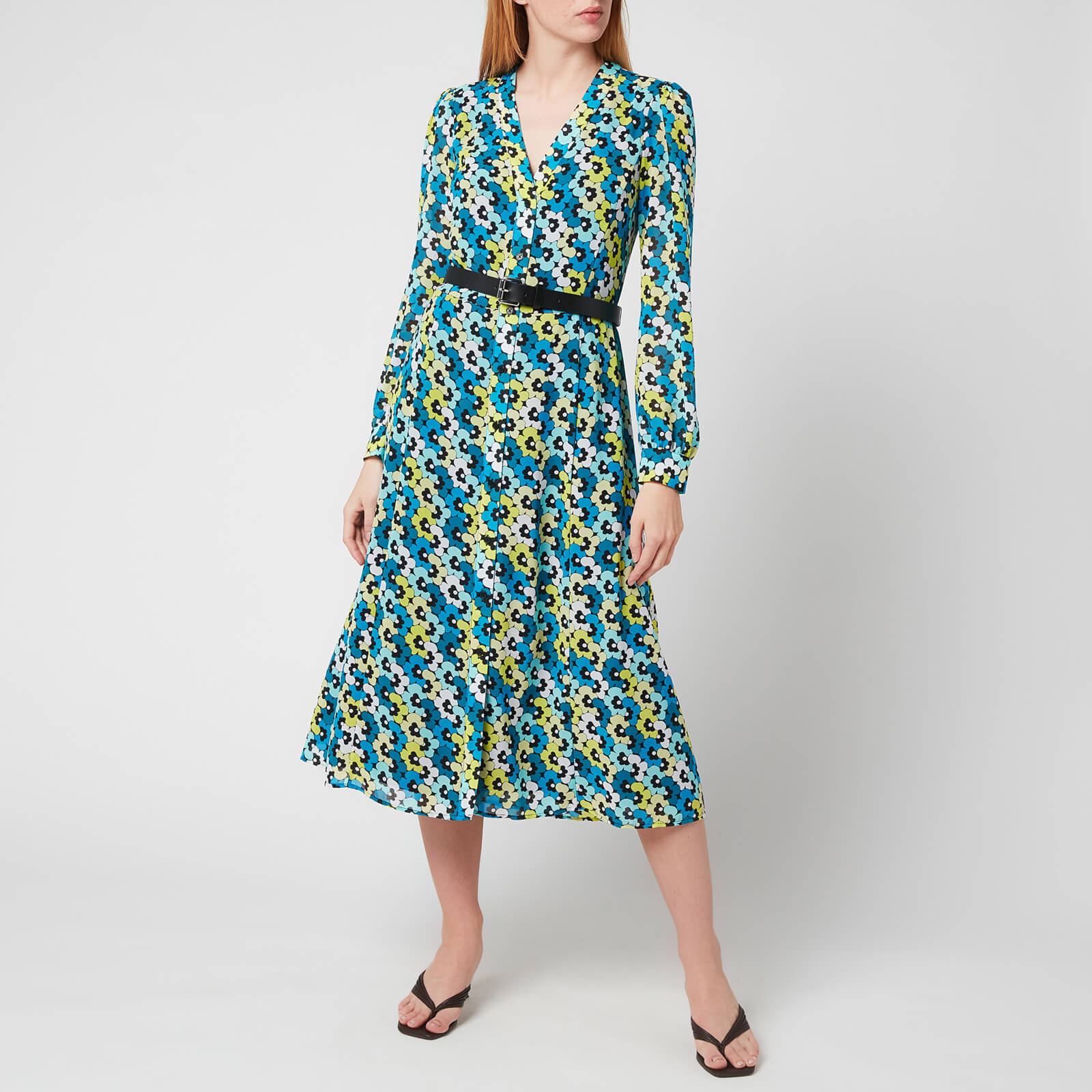 MICHAEL Michael Kors Women's Multi 60S Floral Kate Dress - Bright Limeade - XS