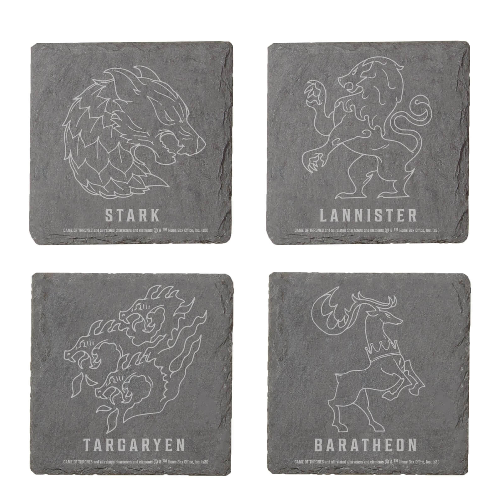 

Game Of Thrones Houses Ensemble de sous-verres en ardoise gravés