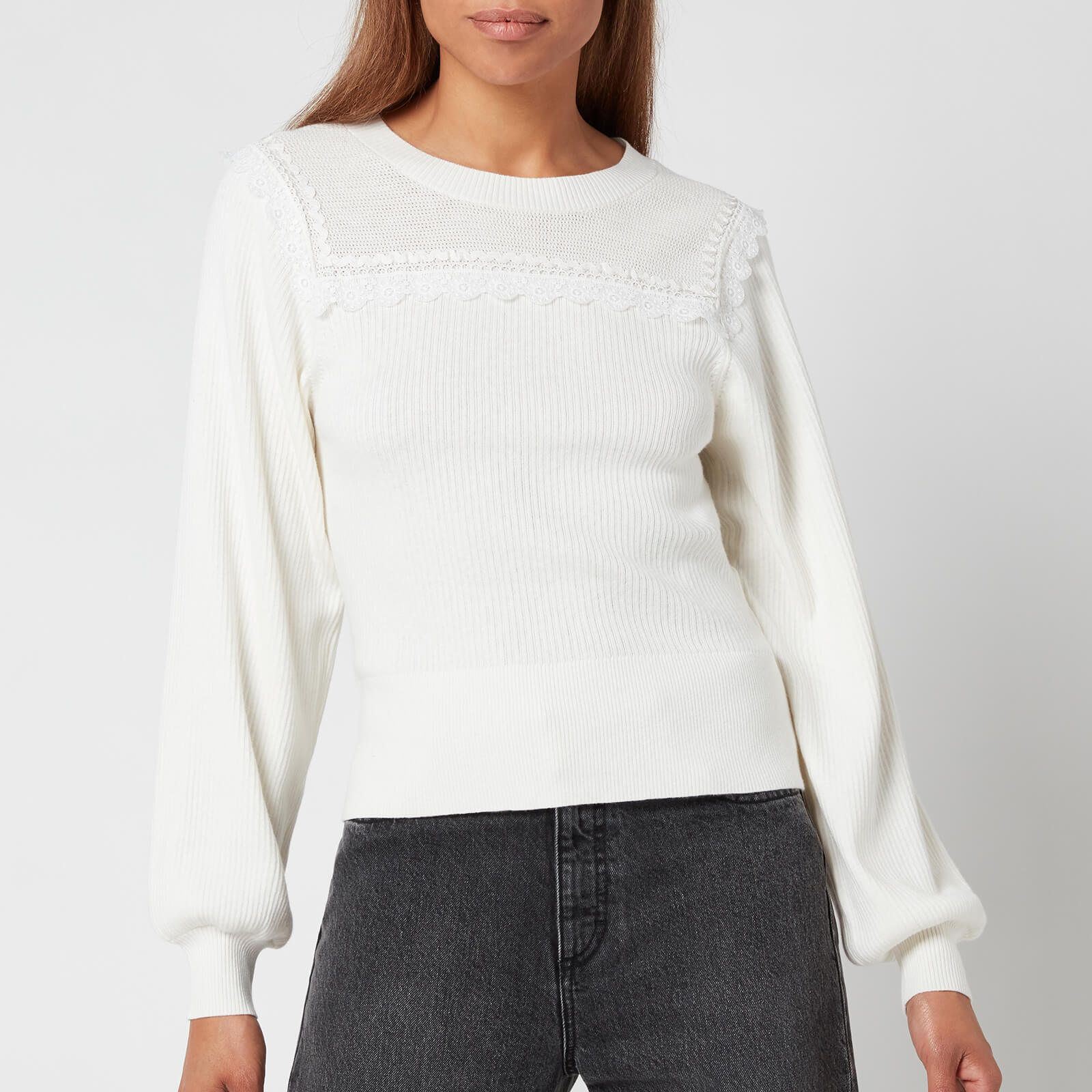 See By Chloé Women's Puff Sleeve Knitted Jumper - White - XS