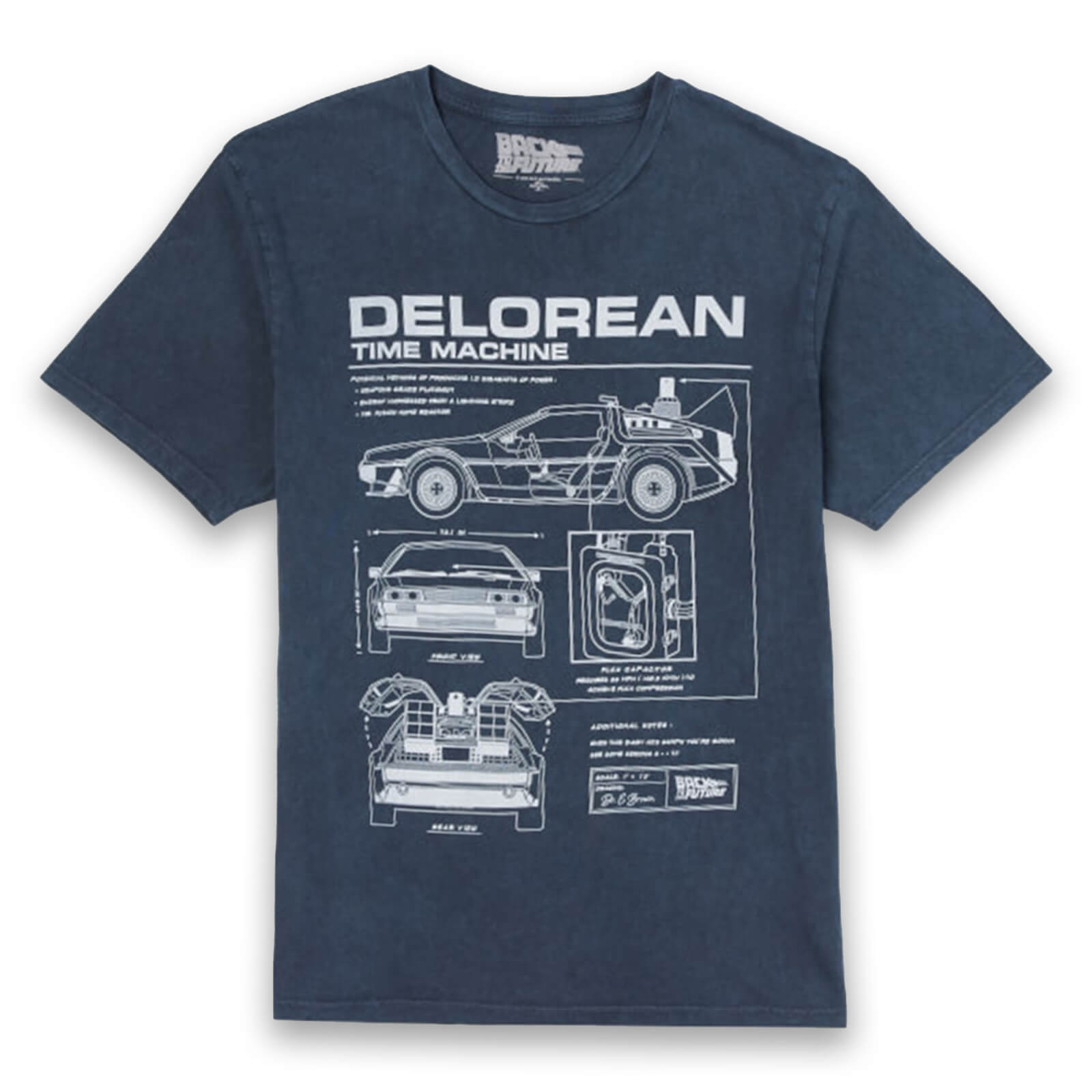 

Back To The Future Delorean Men's T-Shirt - Navy Acid Wash - XL