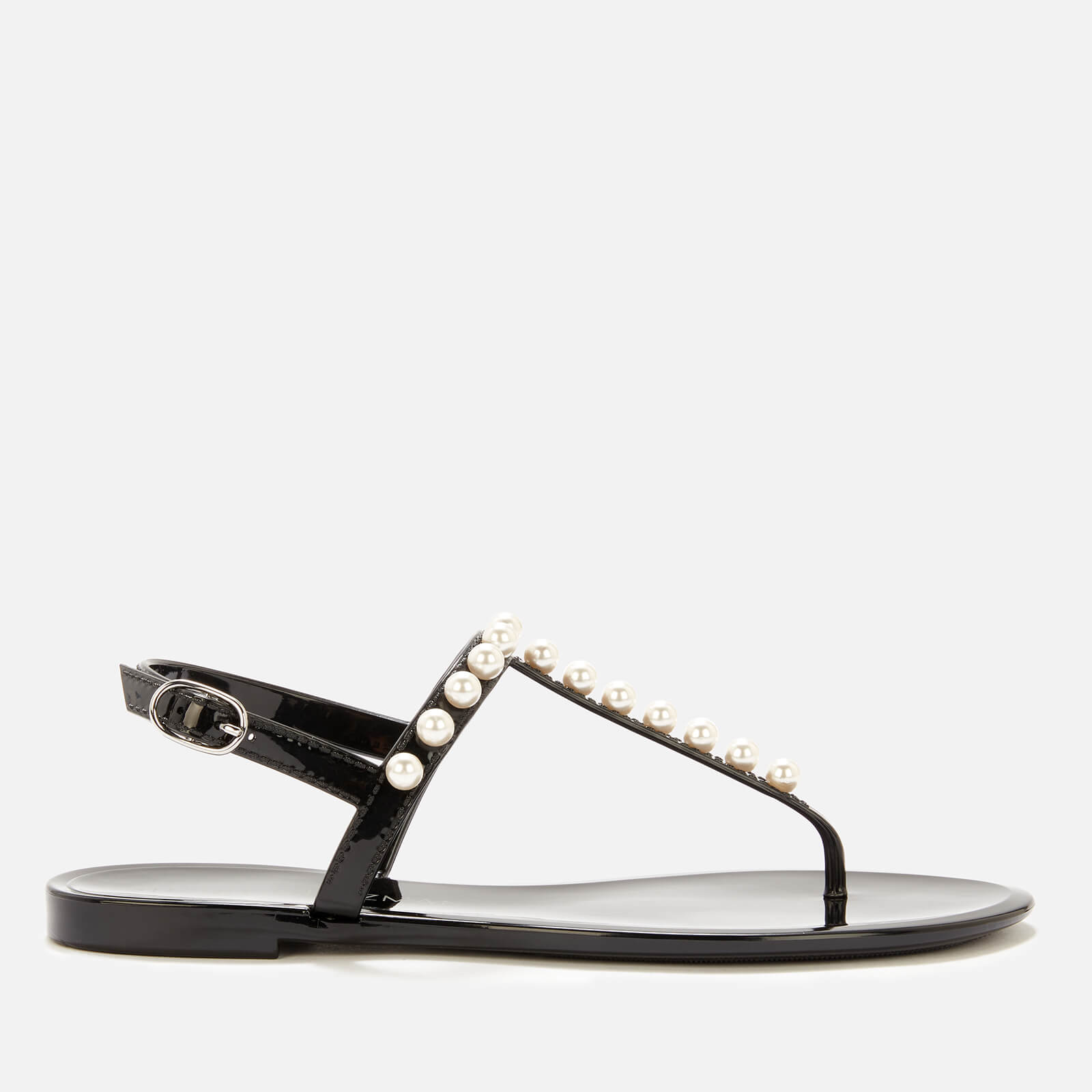 stuart weitzman women's goldie jelly toe post sandals - black - uk 8.5