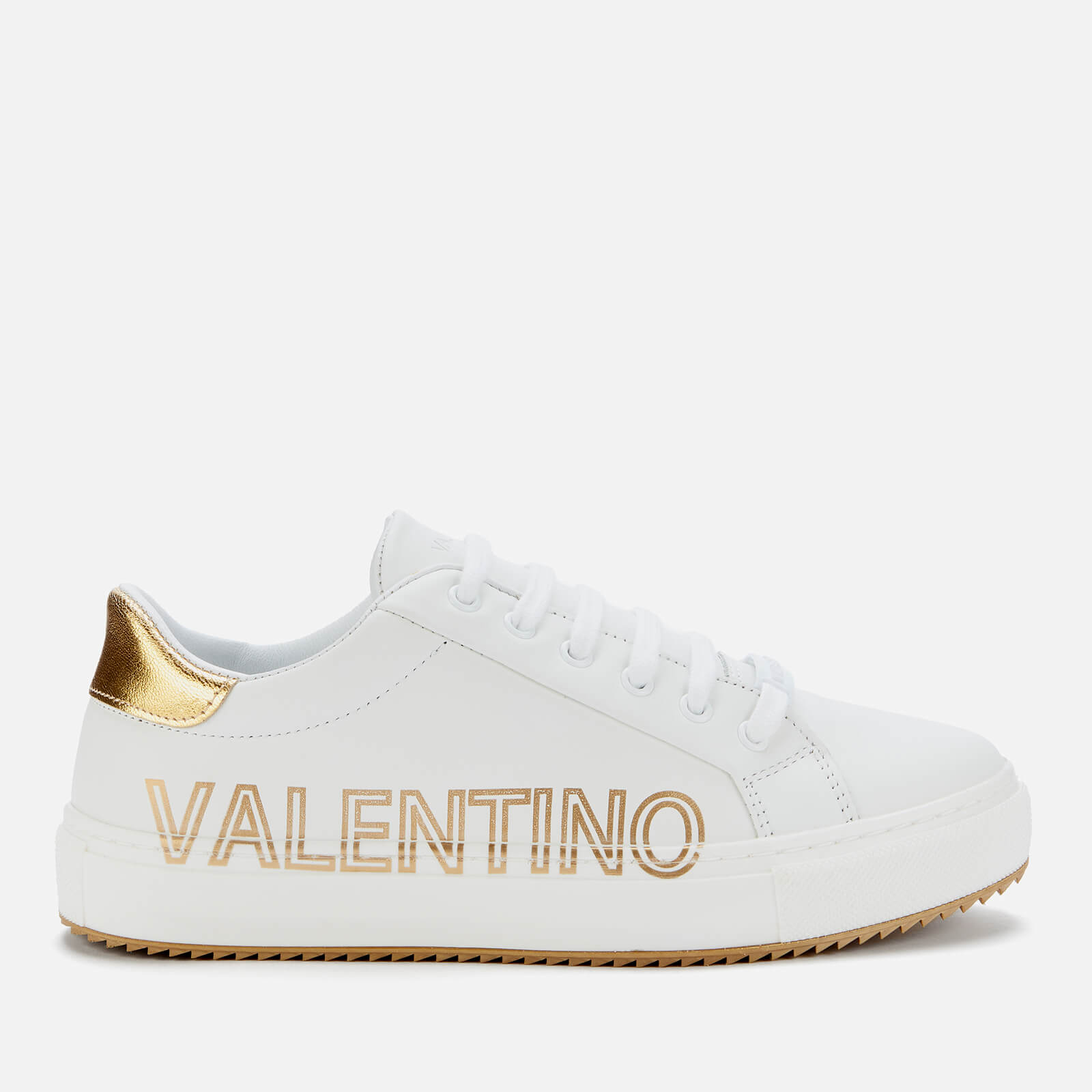 Valentino Shoes Women's Leather Low Top Trainers - White/Gold - UK 3