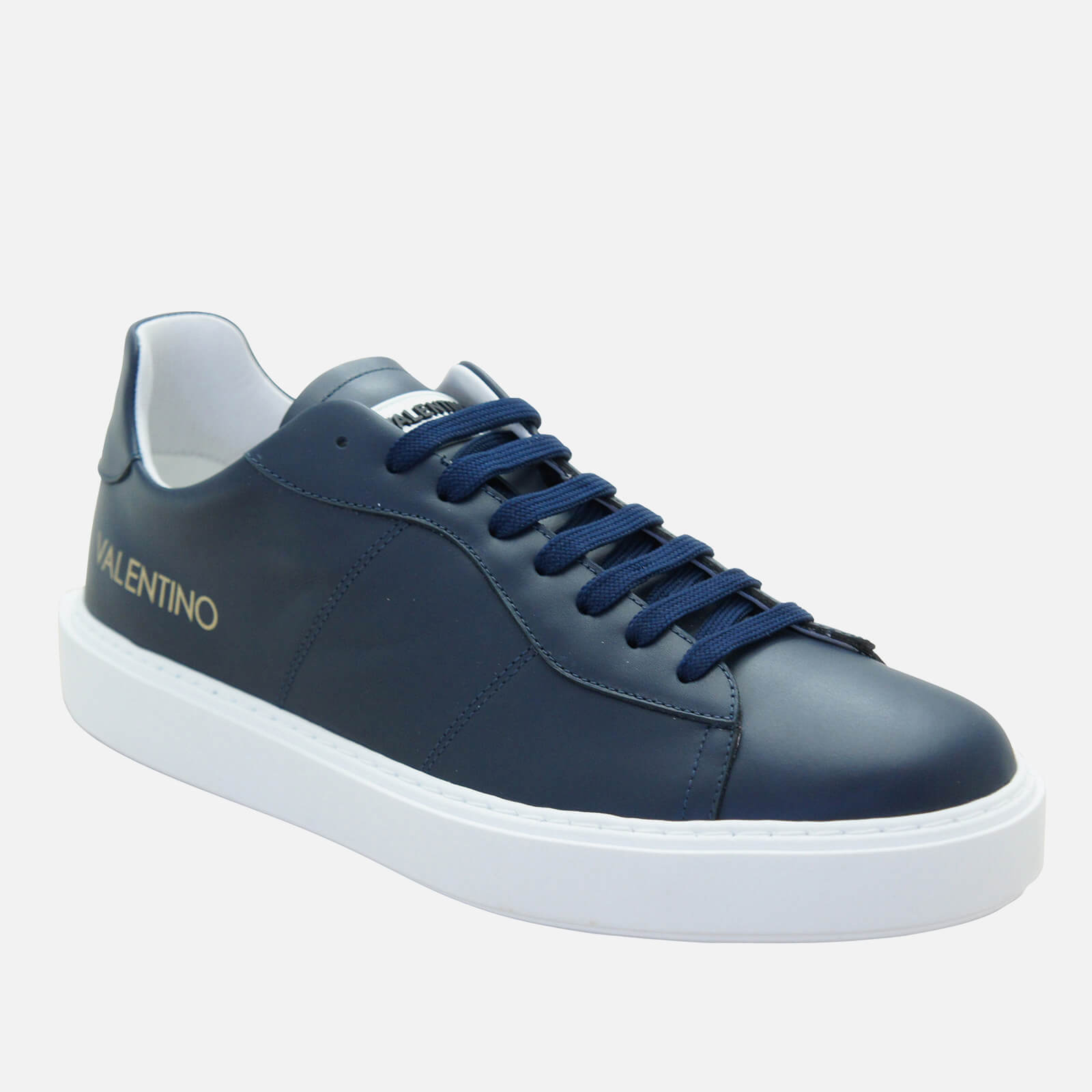 Valentino Shoes Men's Leather Cupsole Trainers - Blue - UK 8
