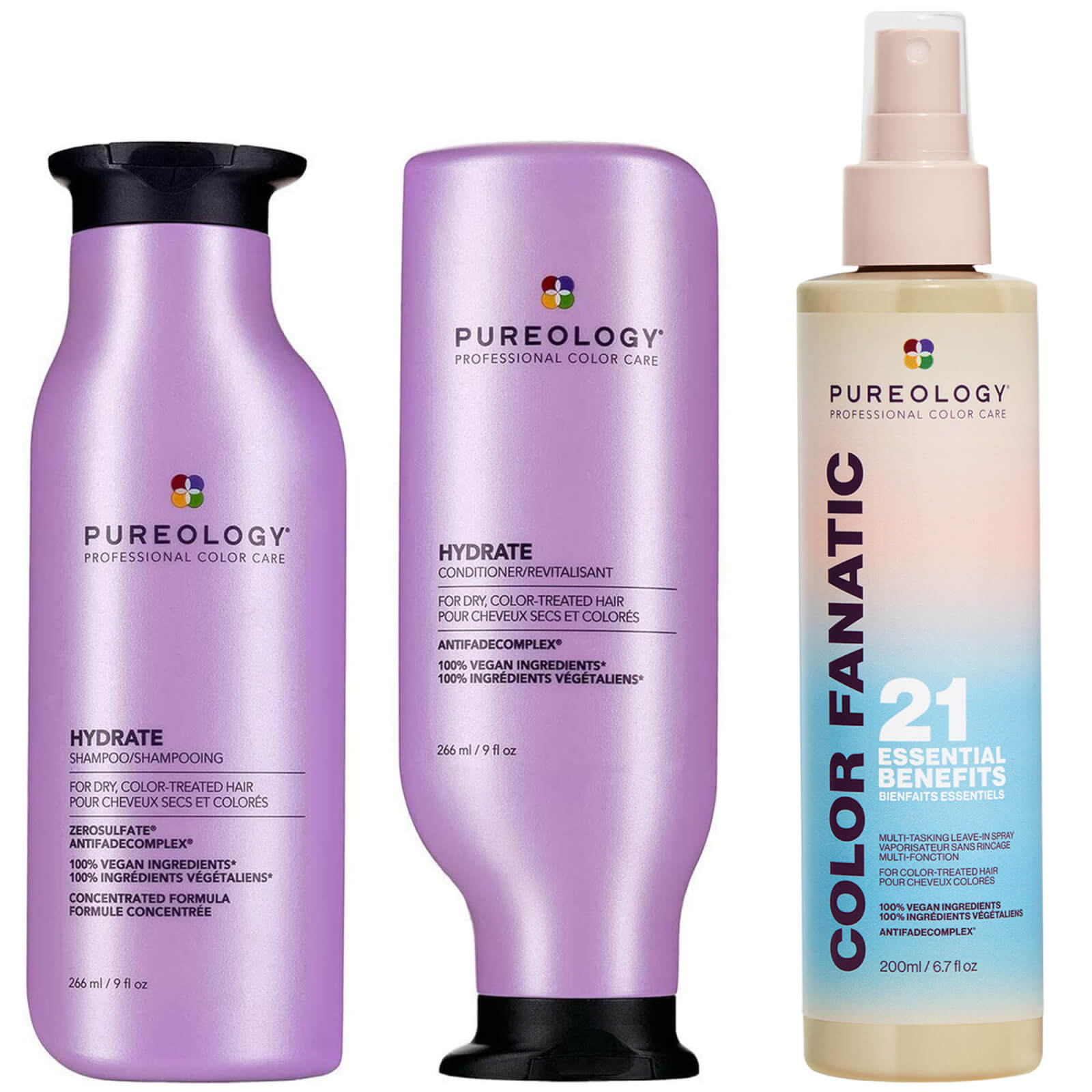 Photos - Hair Product Pureology Hydrate Shampoo, Conditioner and Color Fanatic Multi-Benefit Lea
