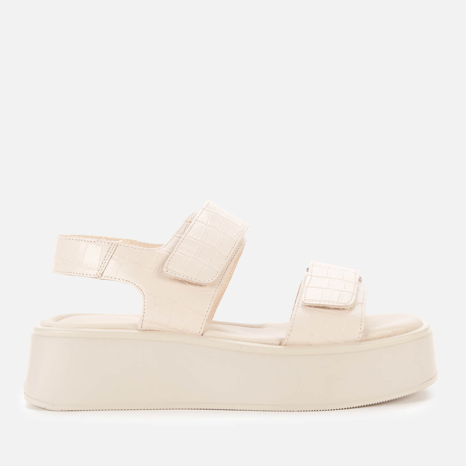 Vagabond Women's Courtney Embossed Leather Double Strap Sandals - Off White - UK 4