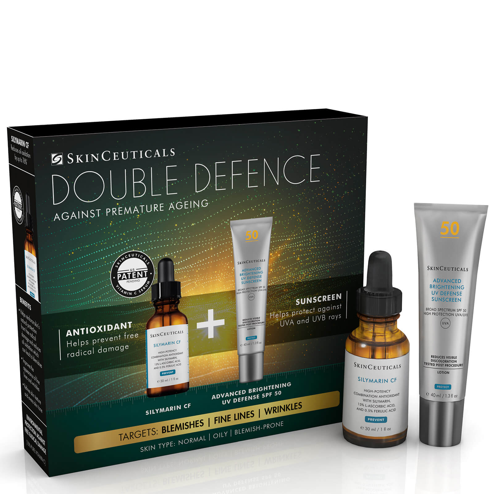 SkinCeuticals Double Defence Silymarin CF Kit for Oily, Blemish-Prone Skin