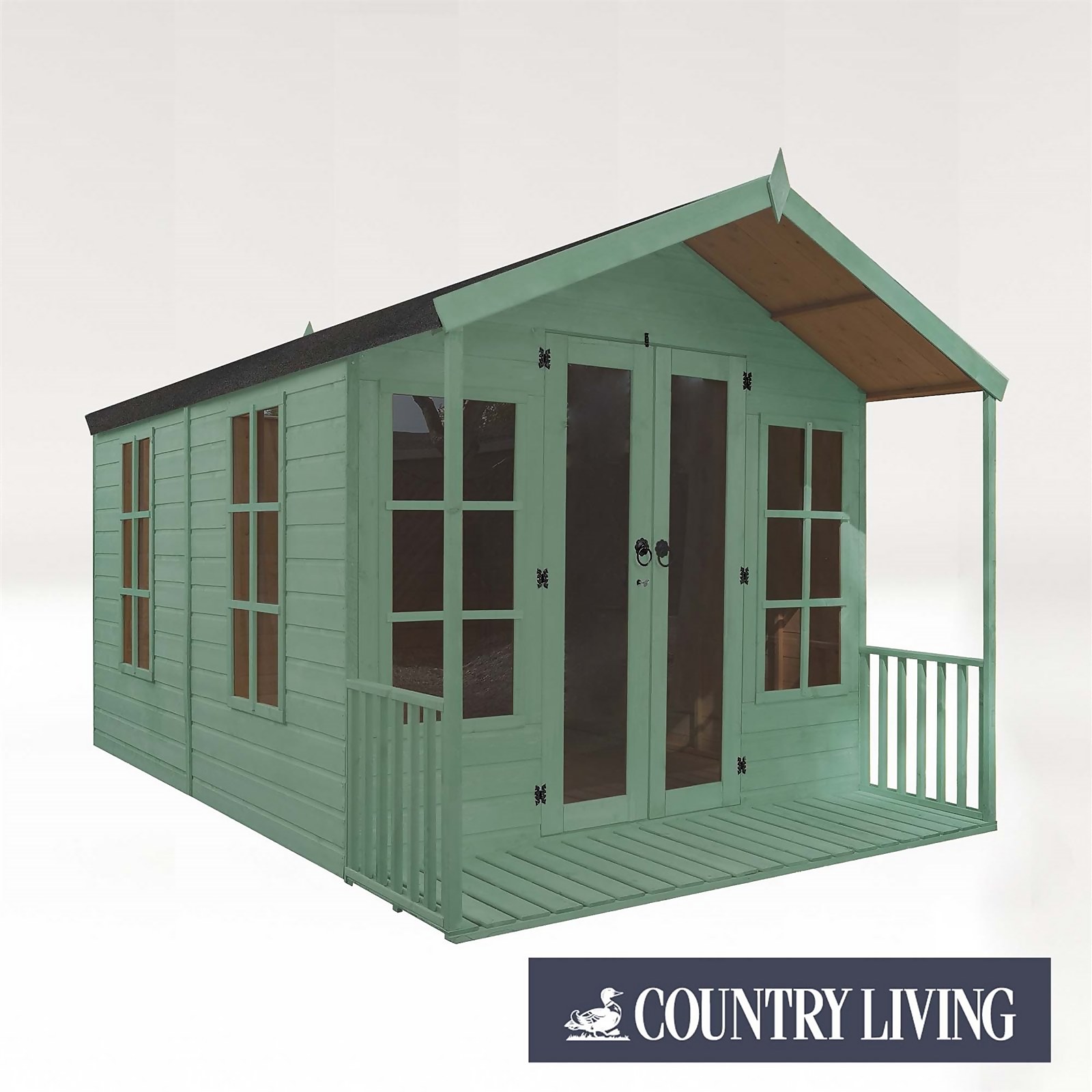Photo of Country Living Tuxford 12 X 8ft Premium Traditional Summerhouse Painted + Installation - Aurora Green