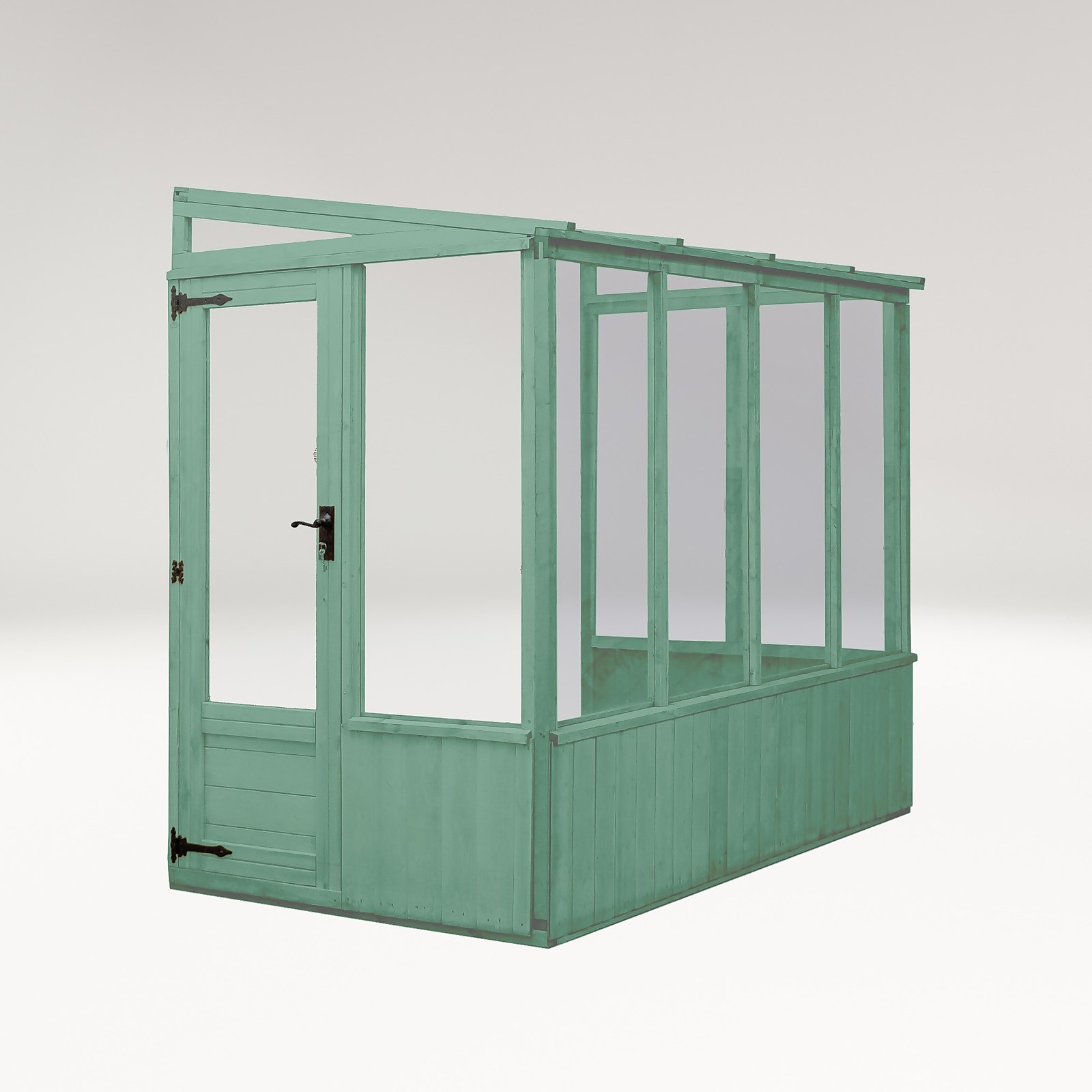 Country Living Southwell 8 x 4ft Premium Lean Too Greenhouse Painted + Installation - Aurora Green