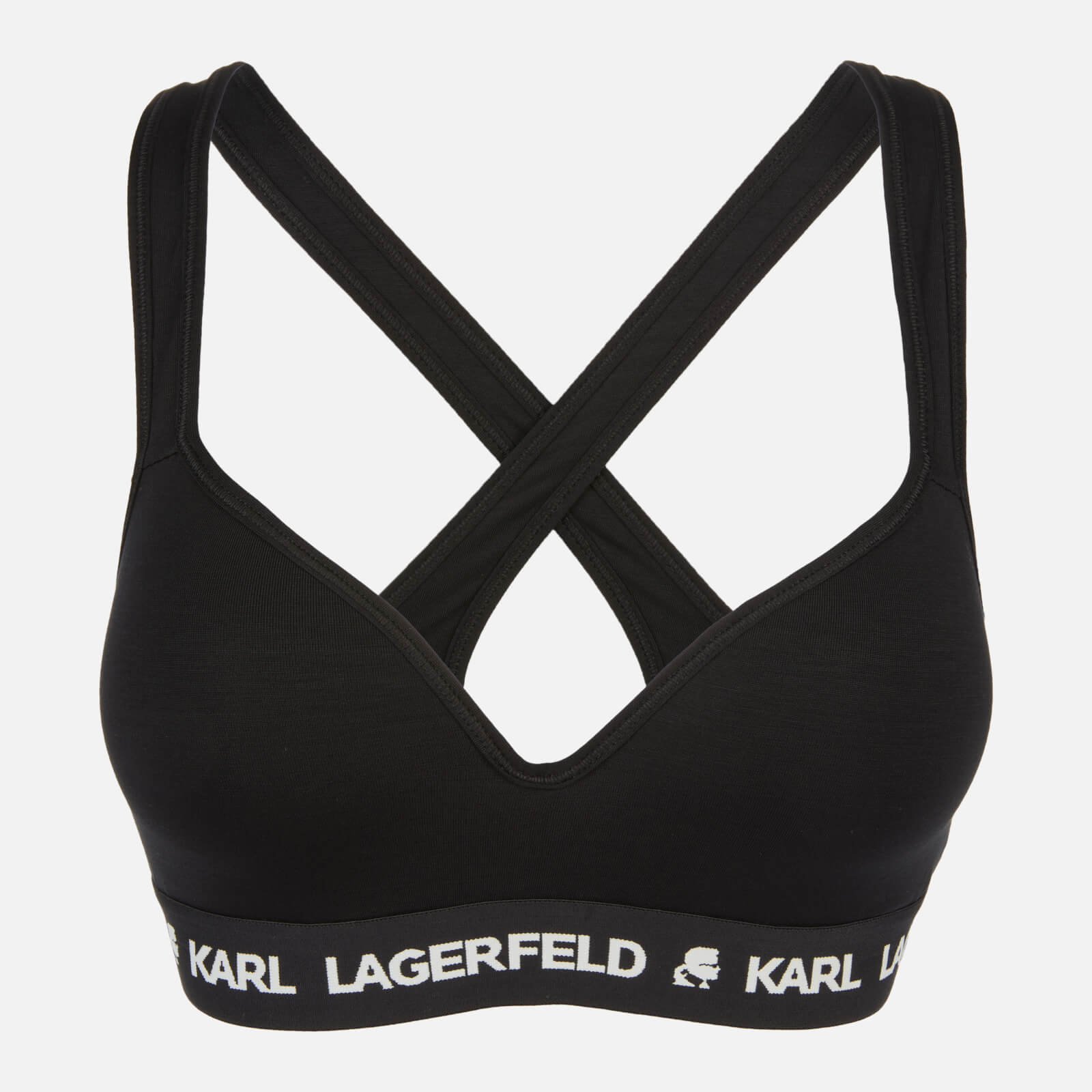KARL LAGERFELD Women's Padded Logo Bra - Black - XS
