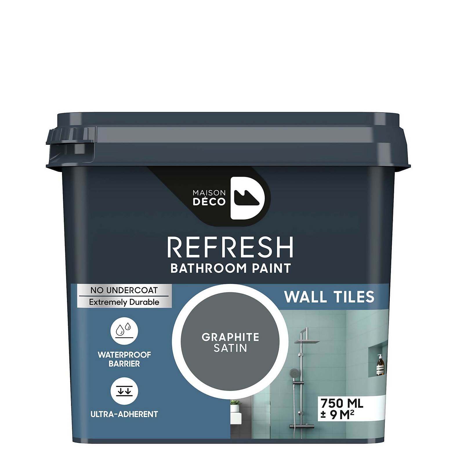 Photo of Maison Deco Refresh Bathroom Wall Tile Paint Graphite -750ml