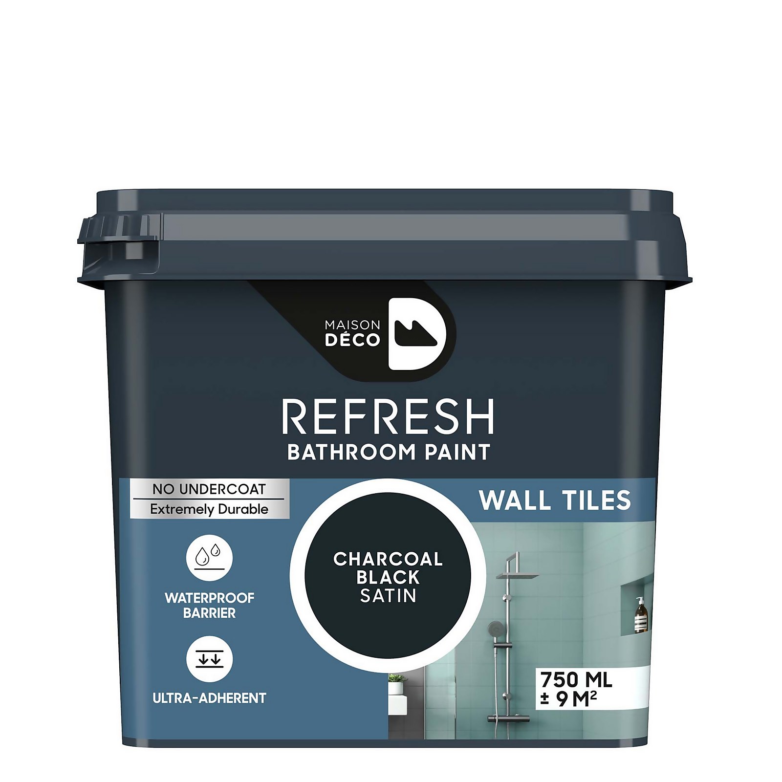 Photo of Maison Deco Refresh Bathroom Wall Tile Paint Charcoal Black -750ml
