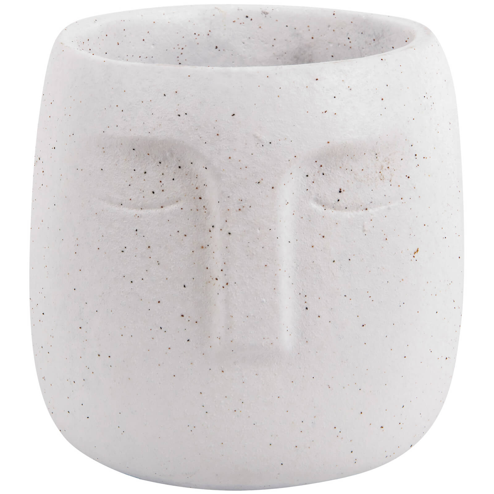 White Cement Face Plant Pot