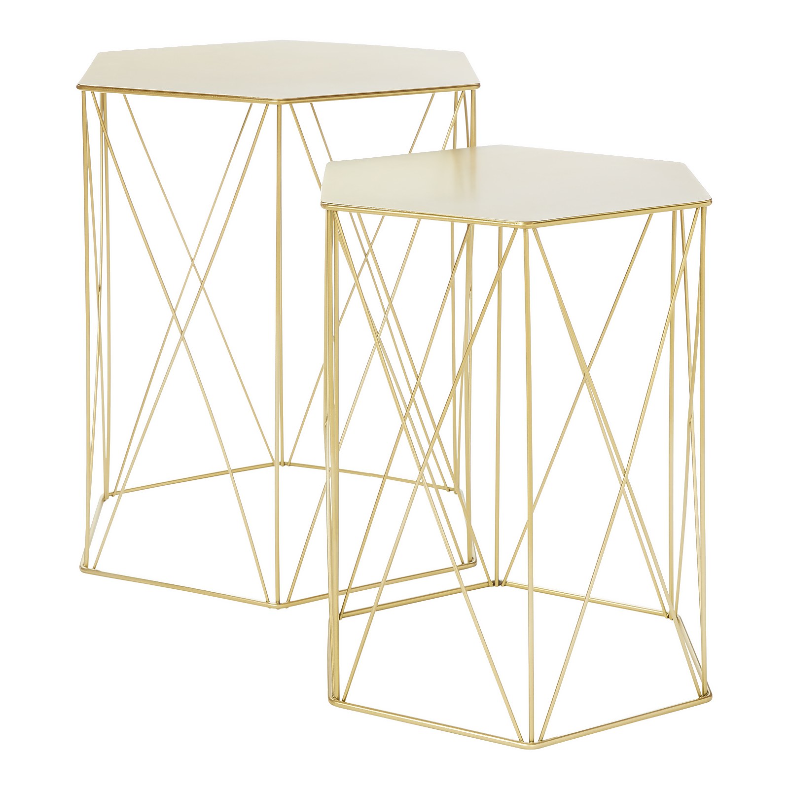 Photo of Hex Side Table Set Of 2 Gold