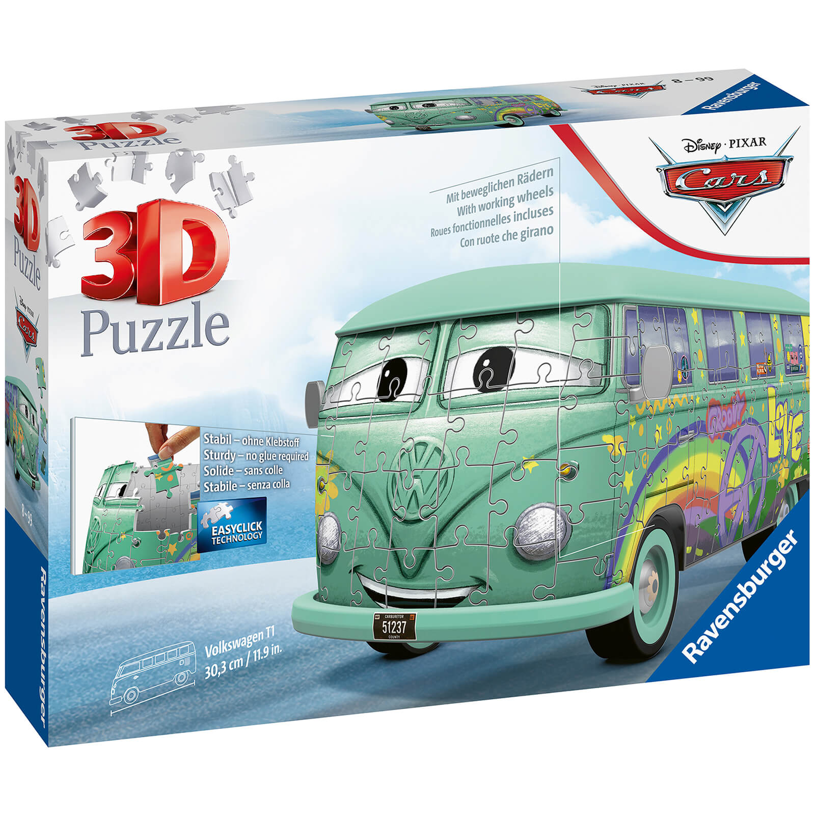 Disney Pixar Cars Filmore - VW Camper Van 3D Jigsaw Puzzle (162 Pieces)