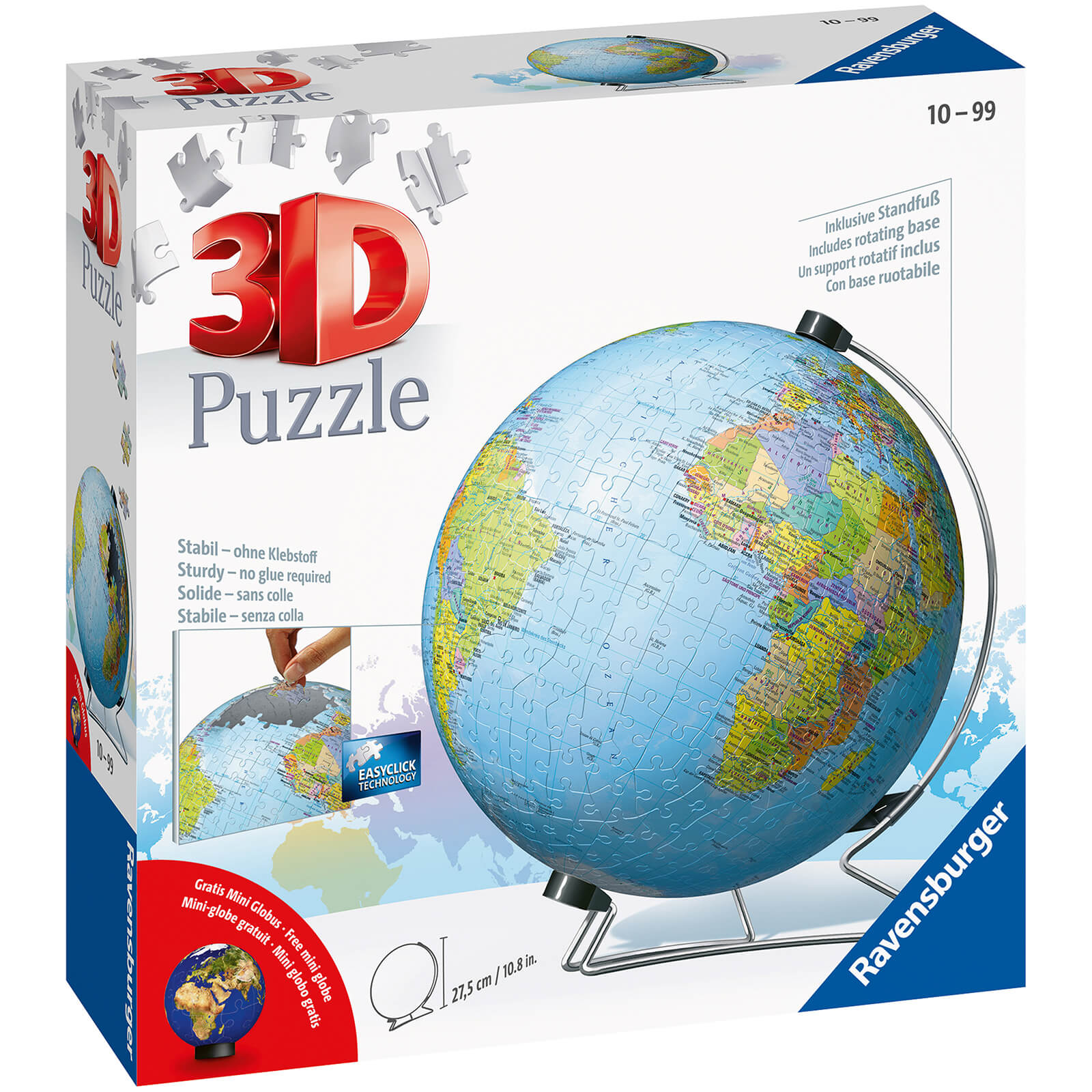 The World on V-Stand Globe 3D Jigsaw Puzzle (540 Pieces)