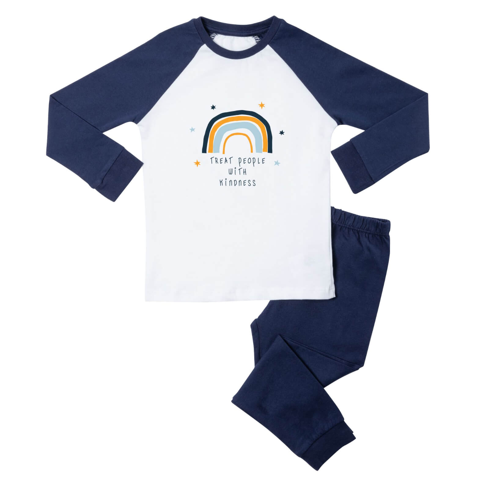 Treat People With Kindness Kids' Pyjamas - White/Navy - 3-4 Years