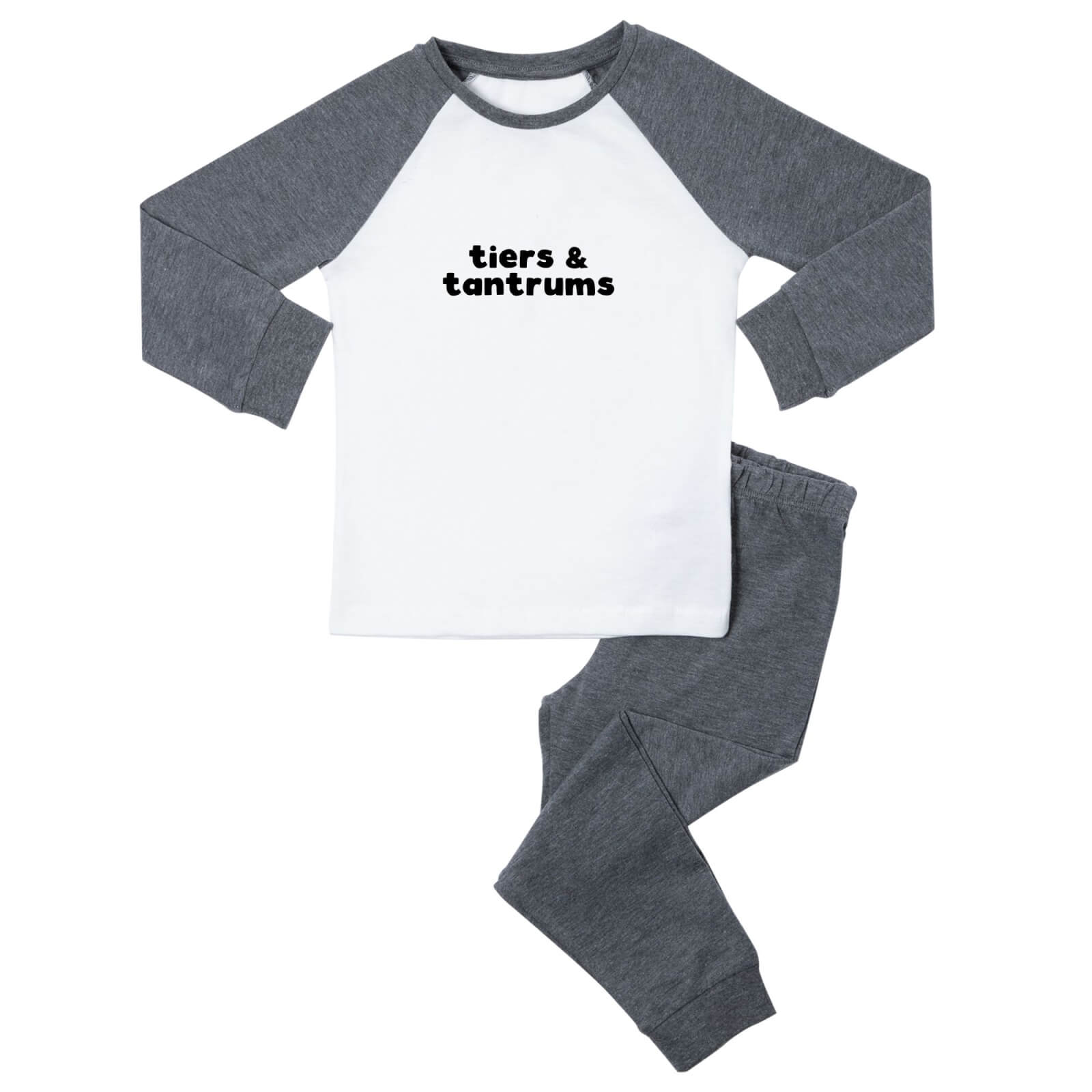 Tiers & Tantrums Kids' Pyjamas - White/Grey - 3-4 Years