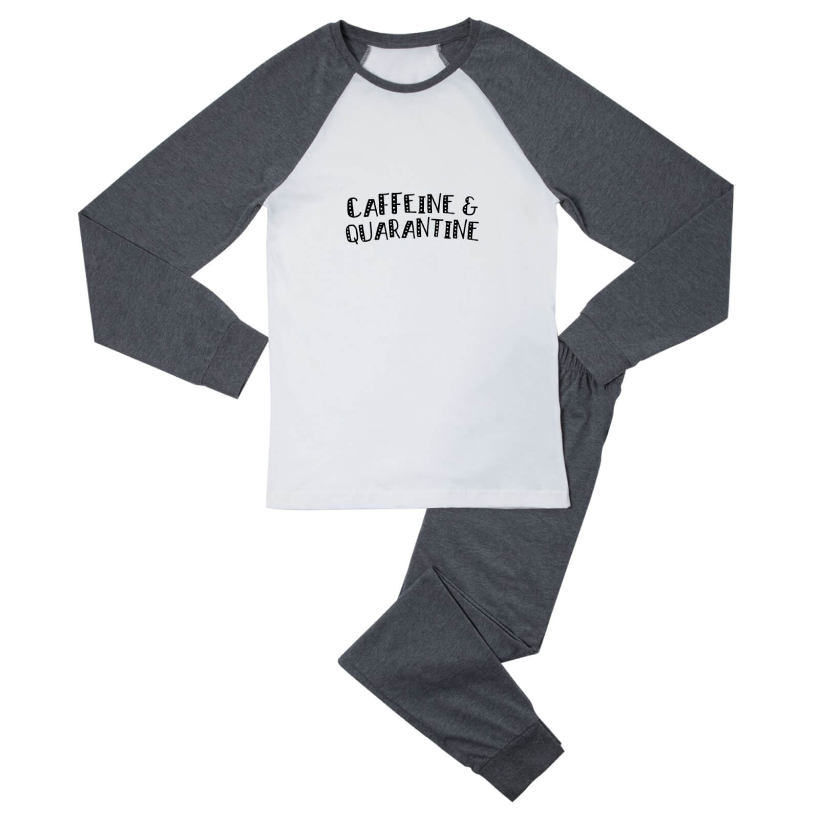 Caffeine & Quarantine Men's Pyjama Set - White/Grey - S