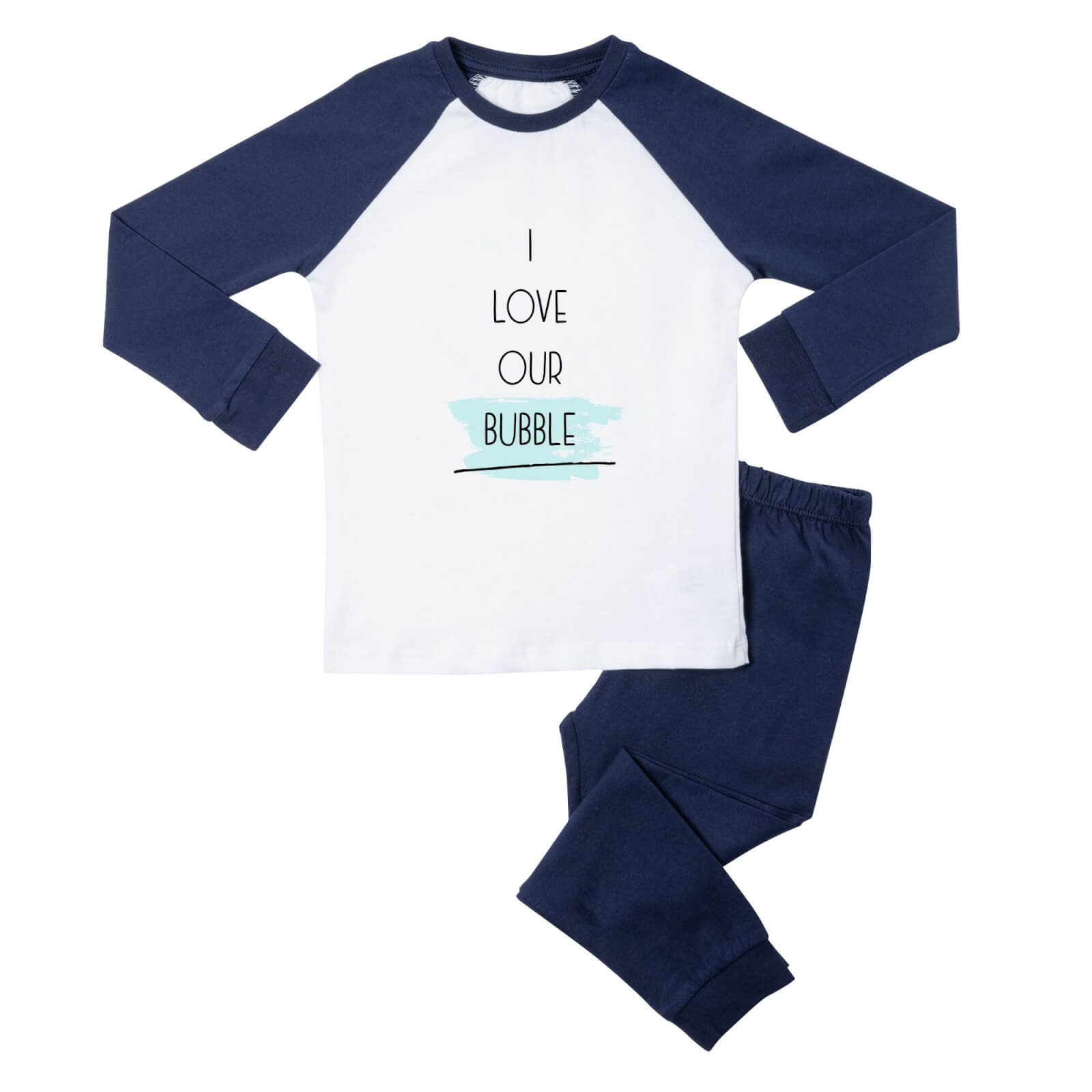 I Love Our Bubble Kids' Pyjamas - White/Navy - 3-4 Years