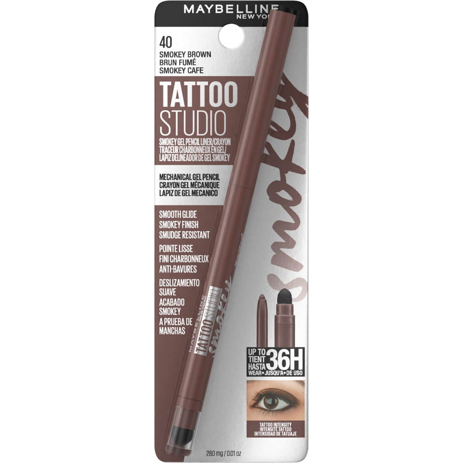 Maybelline Tattoo Liner Smokey Gel Pencil Eye Liner Waterproof 5.12g (Various Shades) - 40 Smokey Brown