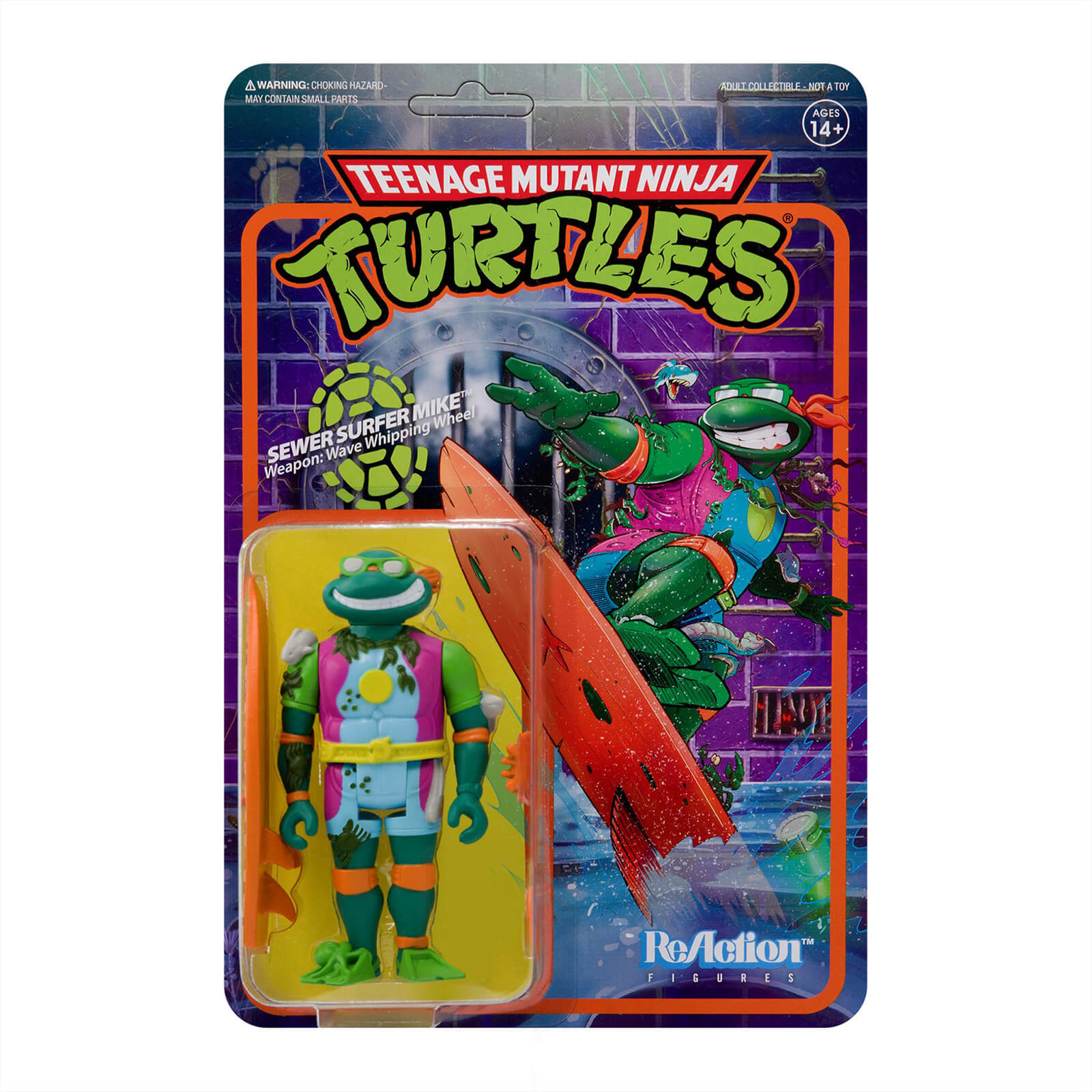 Super7 Teenage Mutant Ninja Turtles ReAction Figure - Sewer Surfer Michelangelo