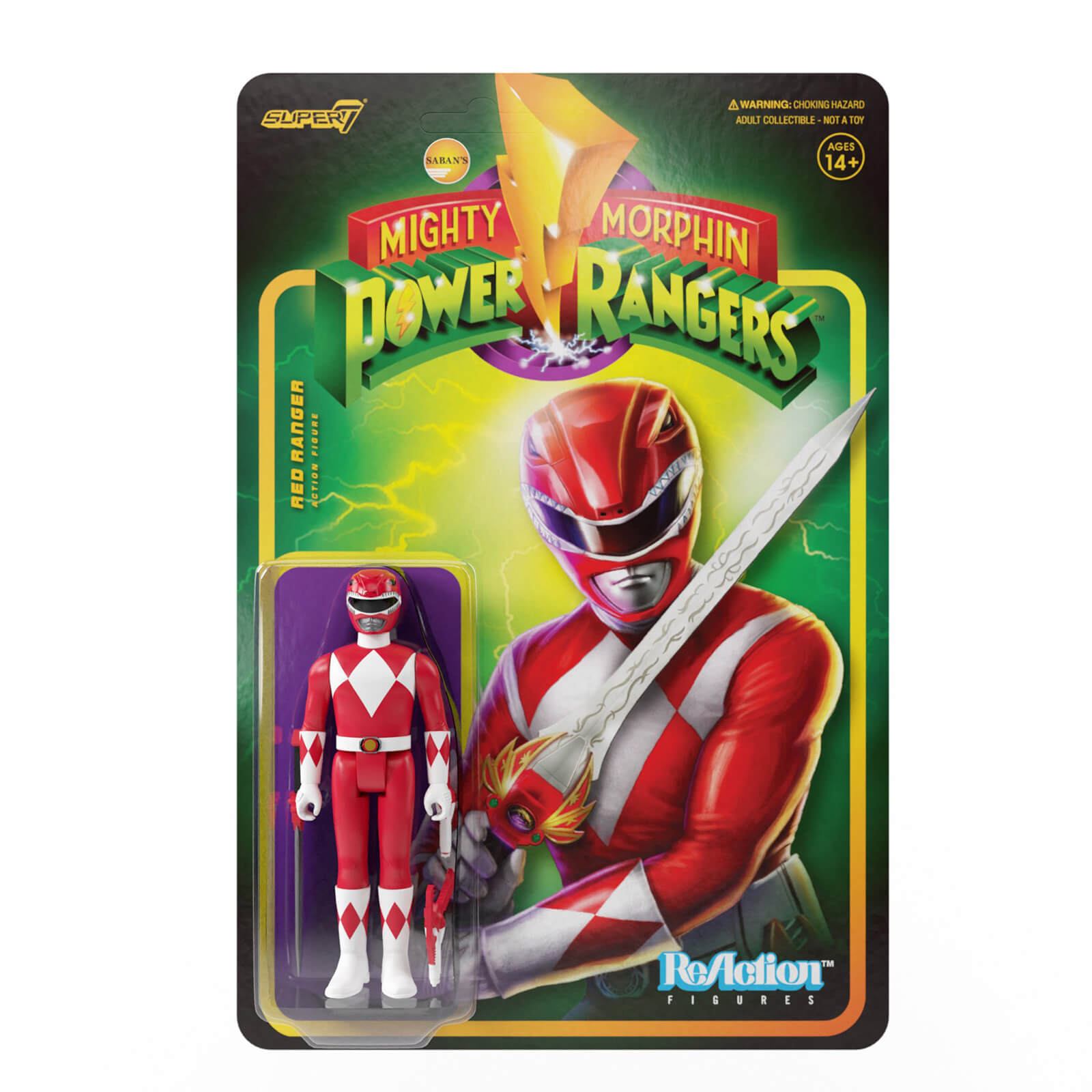 Super7 Mighty Morphin Power Rangers ReAction Figure - Red Ranger