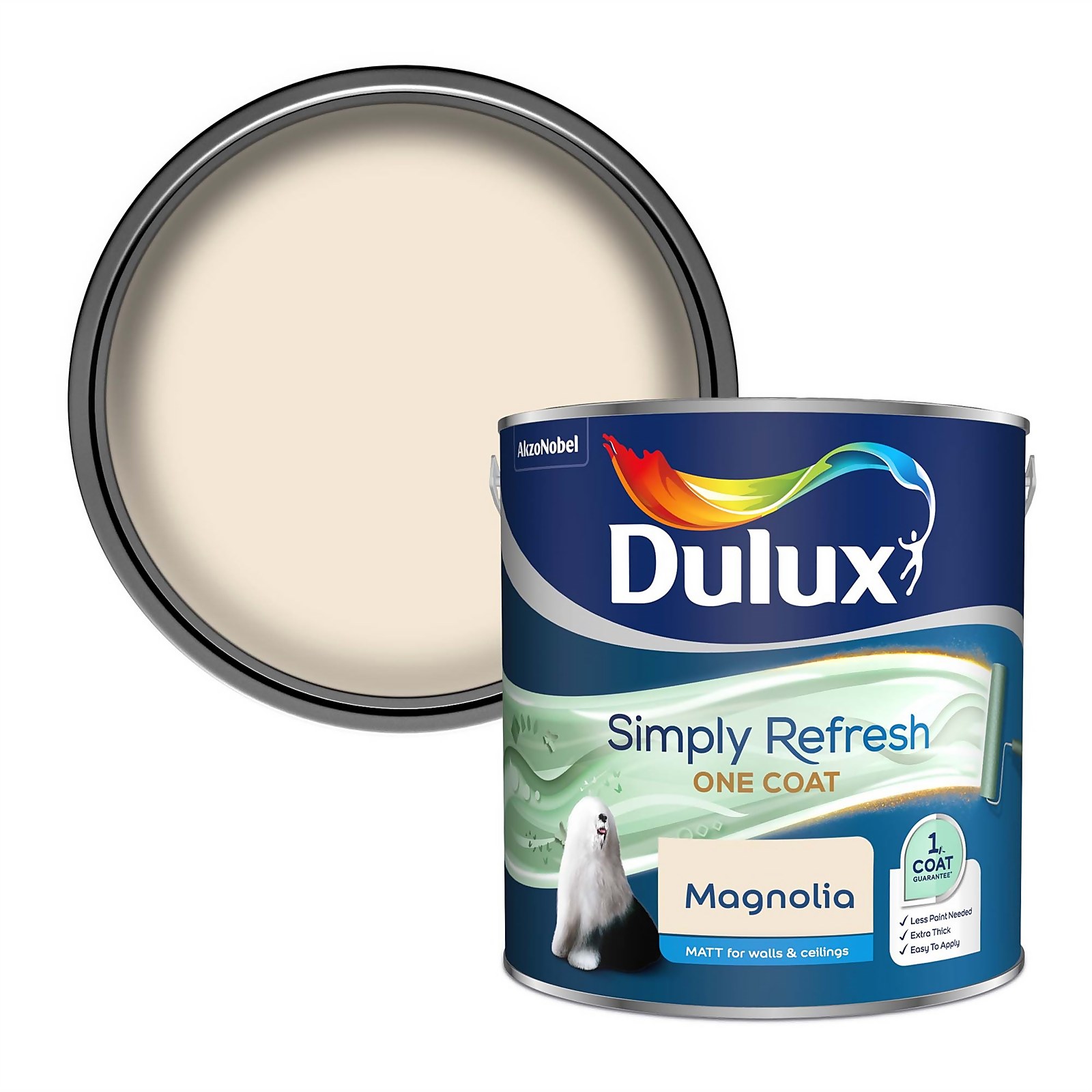 Photo of Dulux Simply Refresh One Coat Matt Emulsion Paint - Magnolia - 2.5l