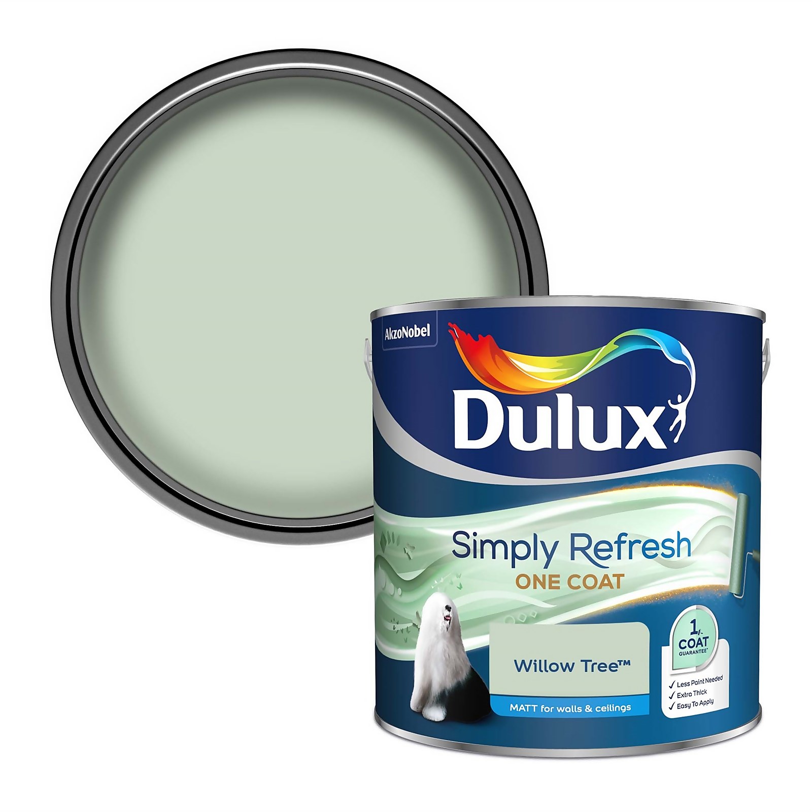 Photo of Dulux Simply Refresh One Coat Matt Emulsion Paint - Willow Tree - 2.5l