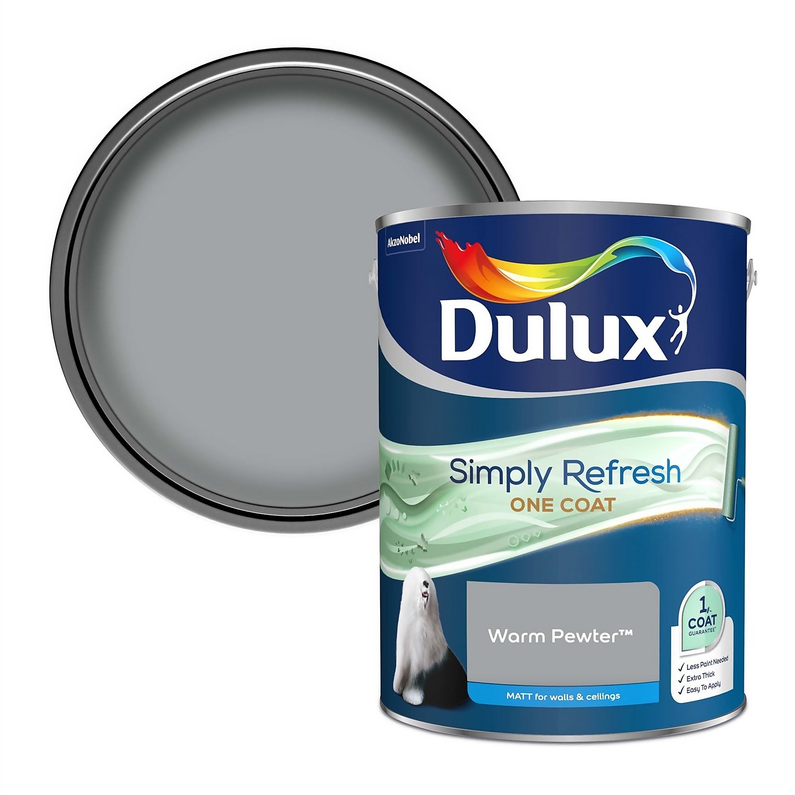 Photo of Dulux Simply Refresh One Coat Matt Emulsion Paint - Warm Pewter - 5l