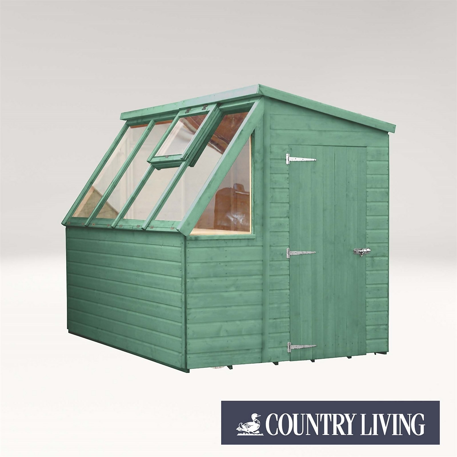 Country Living Caythorpe 8 x 6 Premium Potting Shed Painted + Installation - Aurora Green