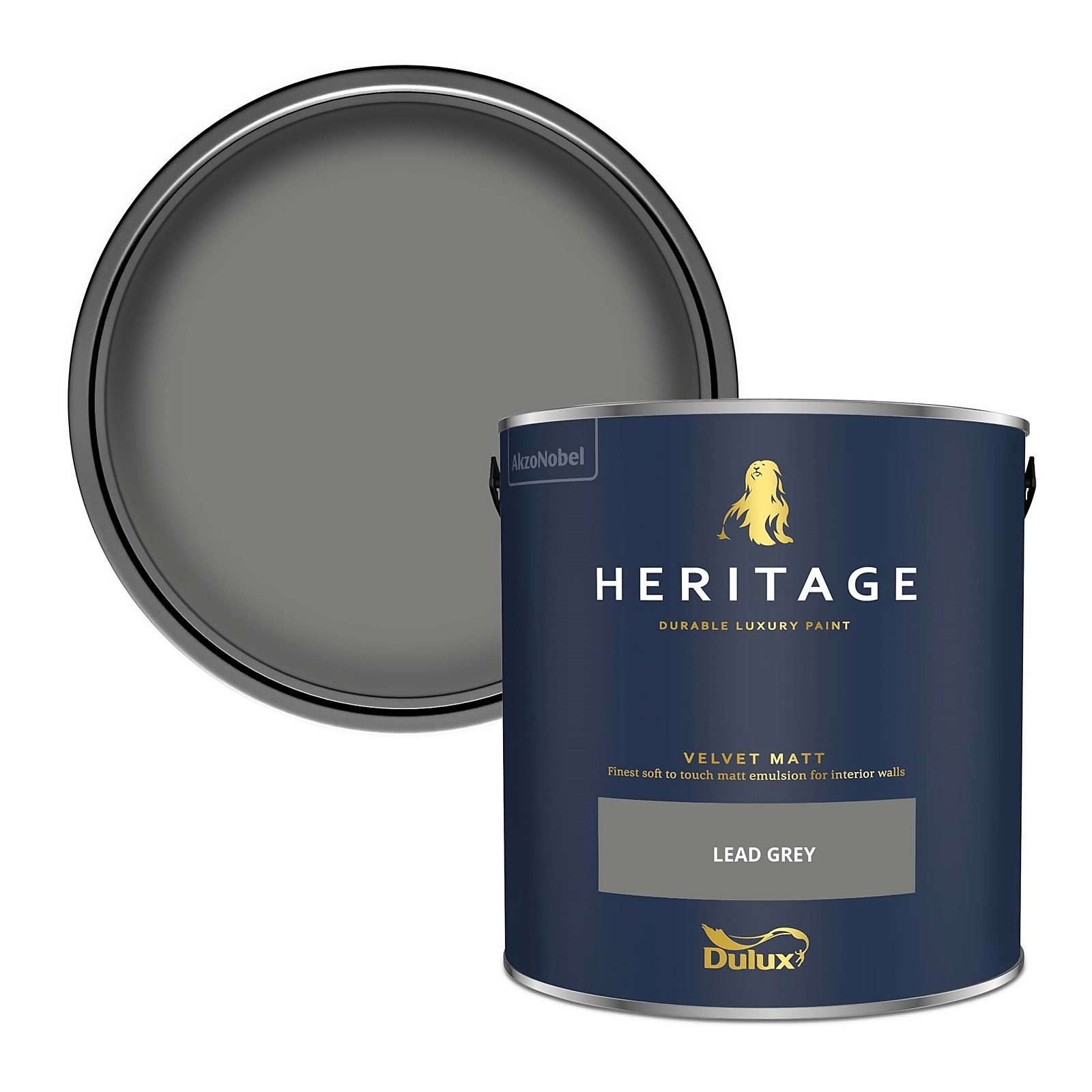Photo of Dulux Heritage Matt Emulsion Paint - Lead Grey - 2.5l