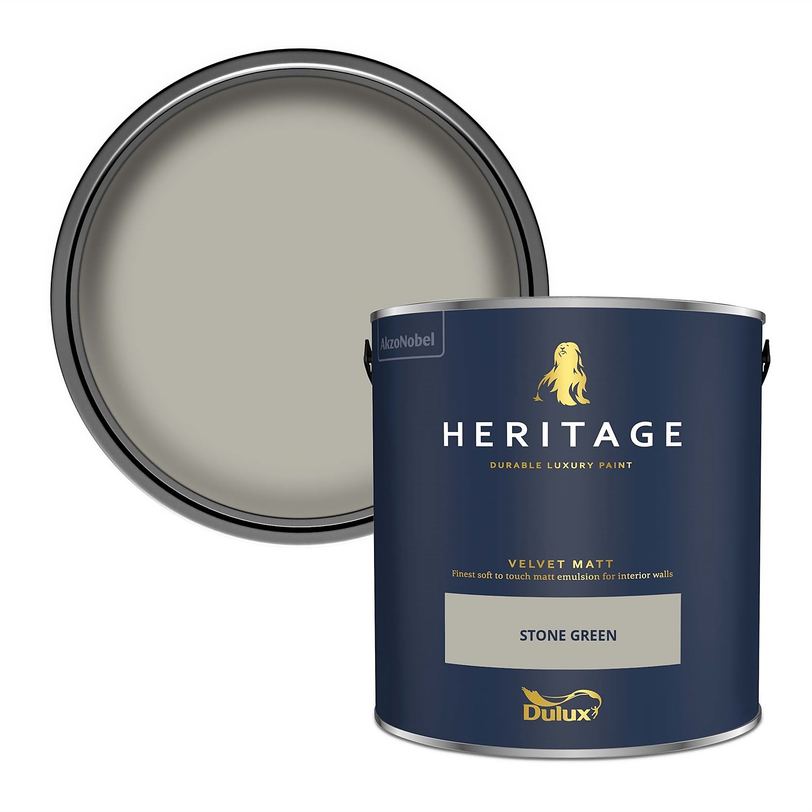 Photo of Dulux Heritage Matt Emulsion Paint - Stone Green - 2.5l