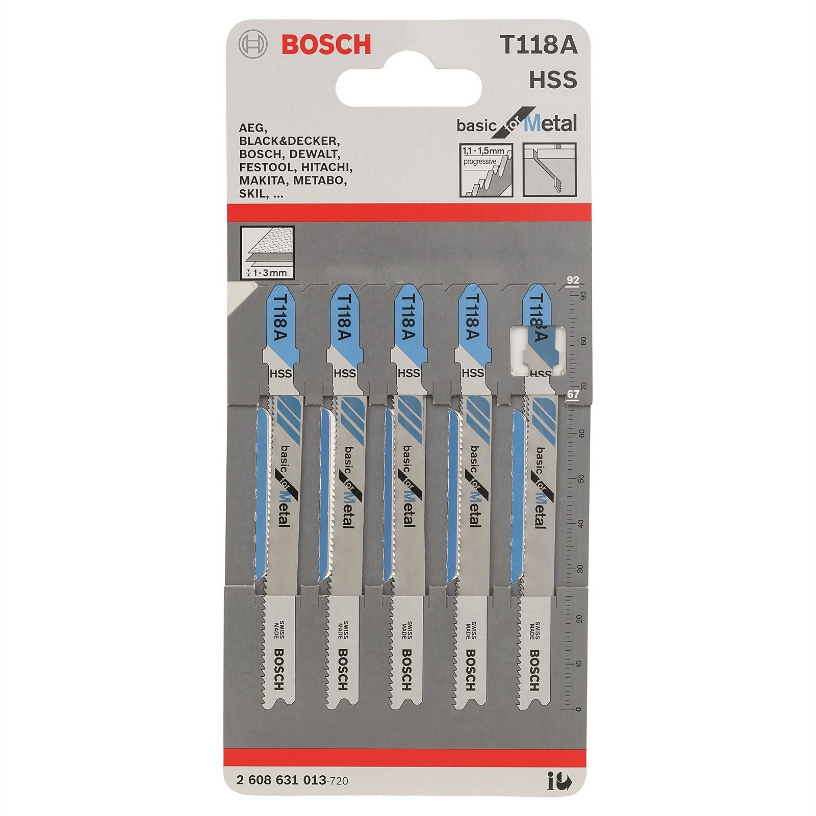 Basic Metal 1 Lug T118A Jigsaw Blades