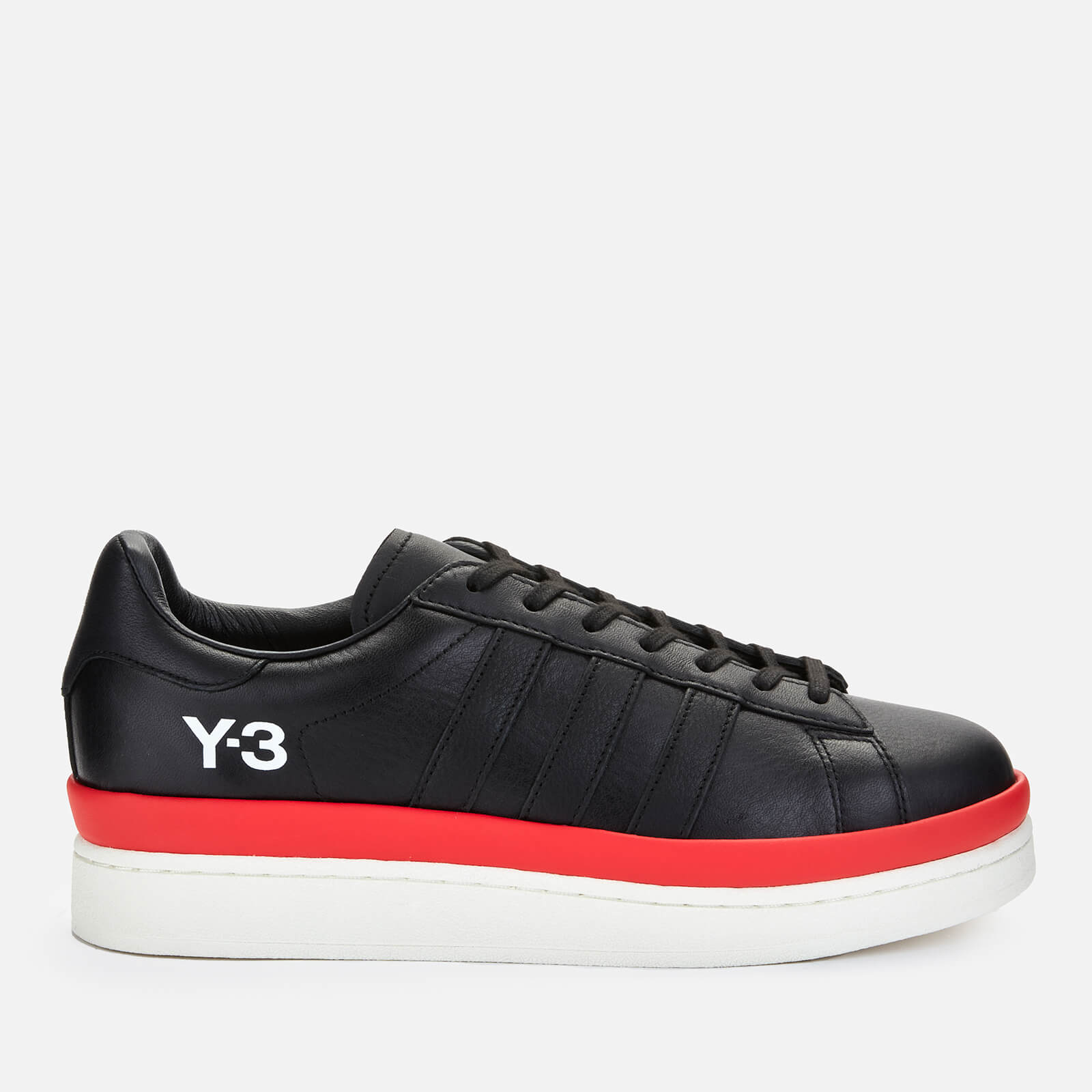 Y-3 Men's Hicho Leather Low Top Trainers - Black/Off White/Red - UK 7