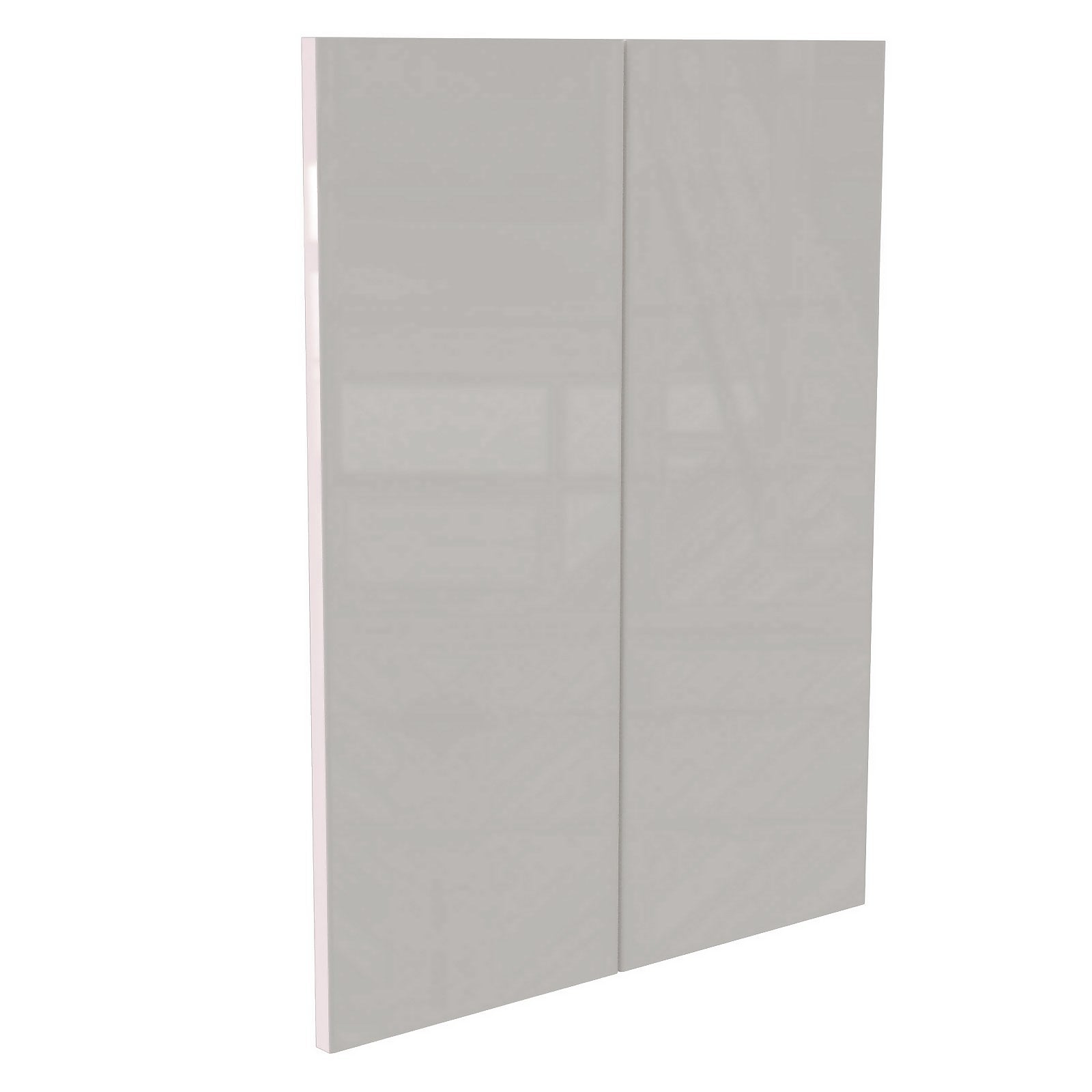 Modern Slab Kitchen Cabinet Door (Pair) (W)275mm - Gloss Grey thumbnail