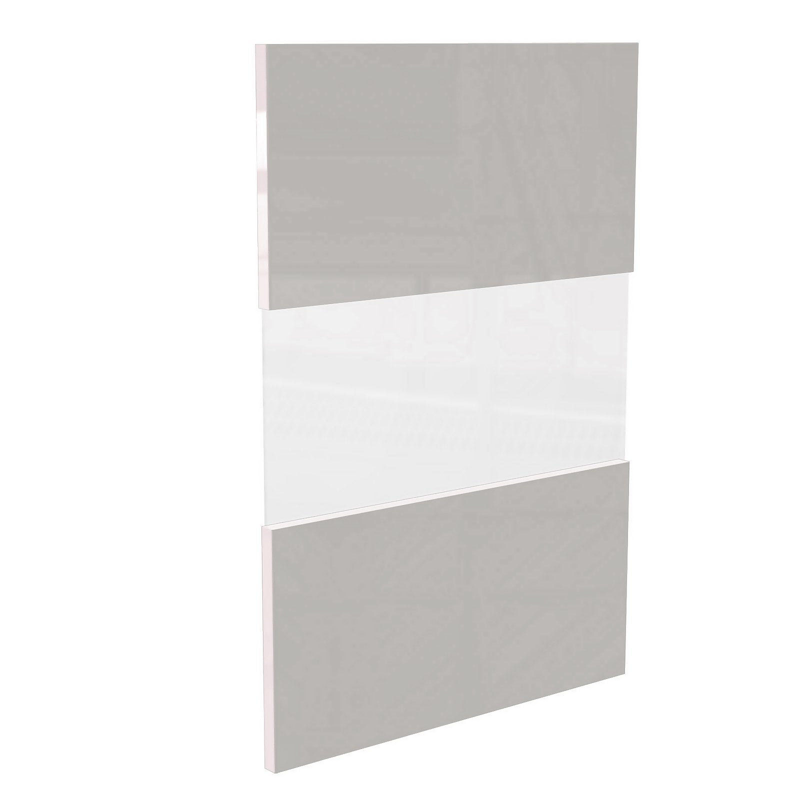 Modern Slab Glass Kitchen Cabinet Door (W)497mm - Gloss Grey thumbnail