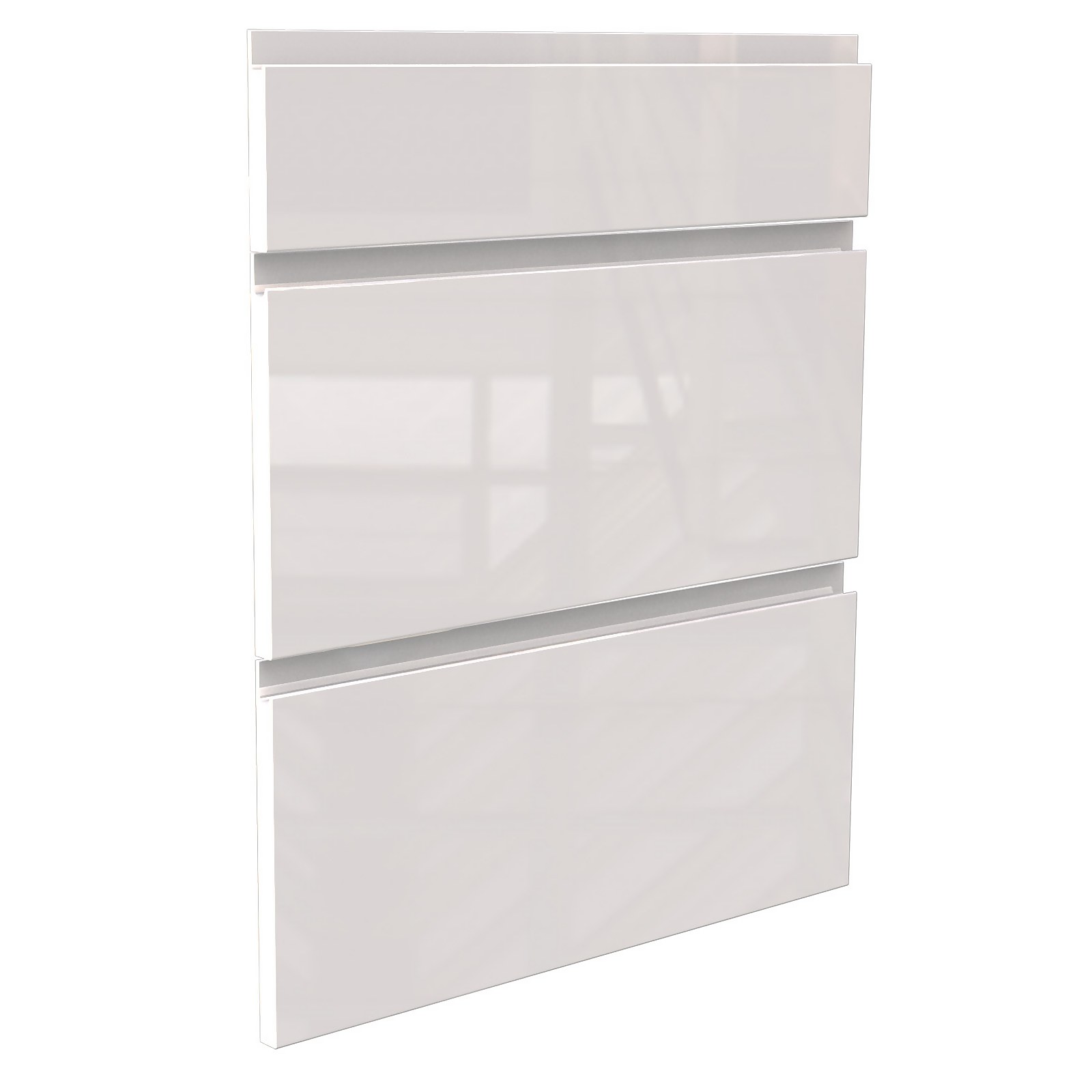 Handleless Kitchen 3 Drawer fronts (W)497mm - Gloss White
