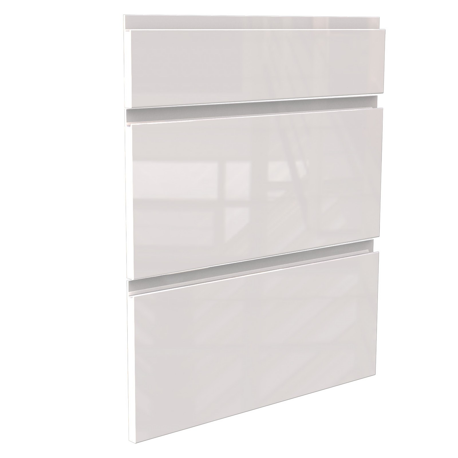 Handleless Kitchen 3 Drawer fronts (W)597mm - Gloss White