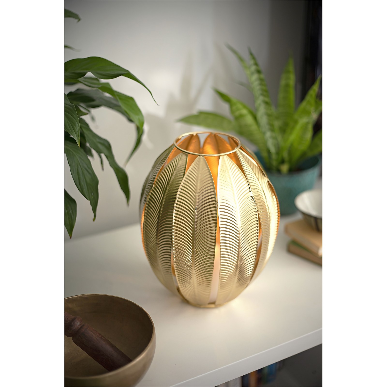 Photo of Gold Art Deco Leaf Garden Lantern