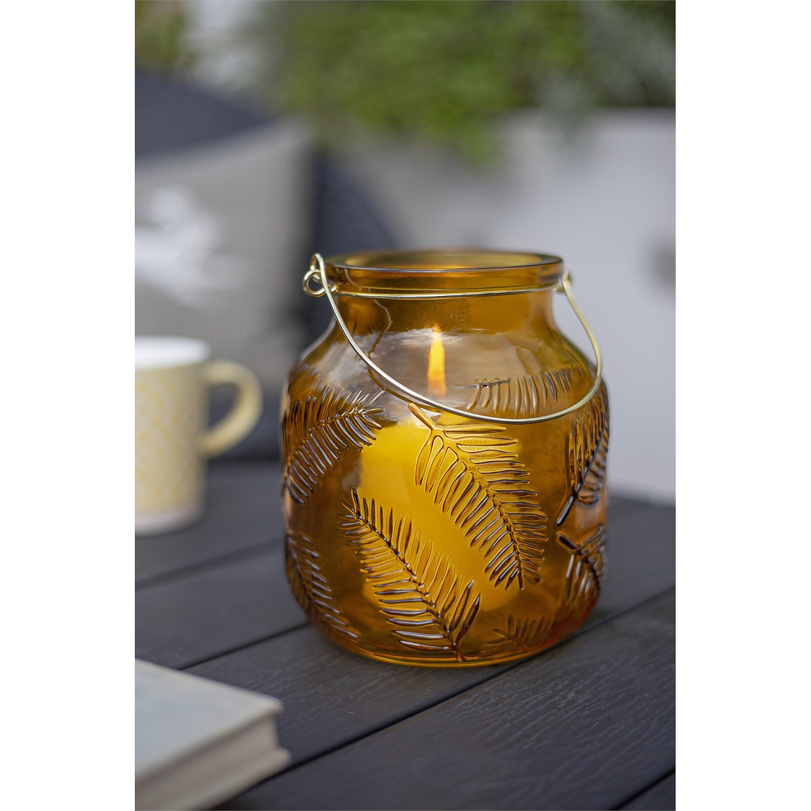Photo of Lifestyle Yellow Glass Garden Lantern
