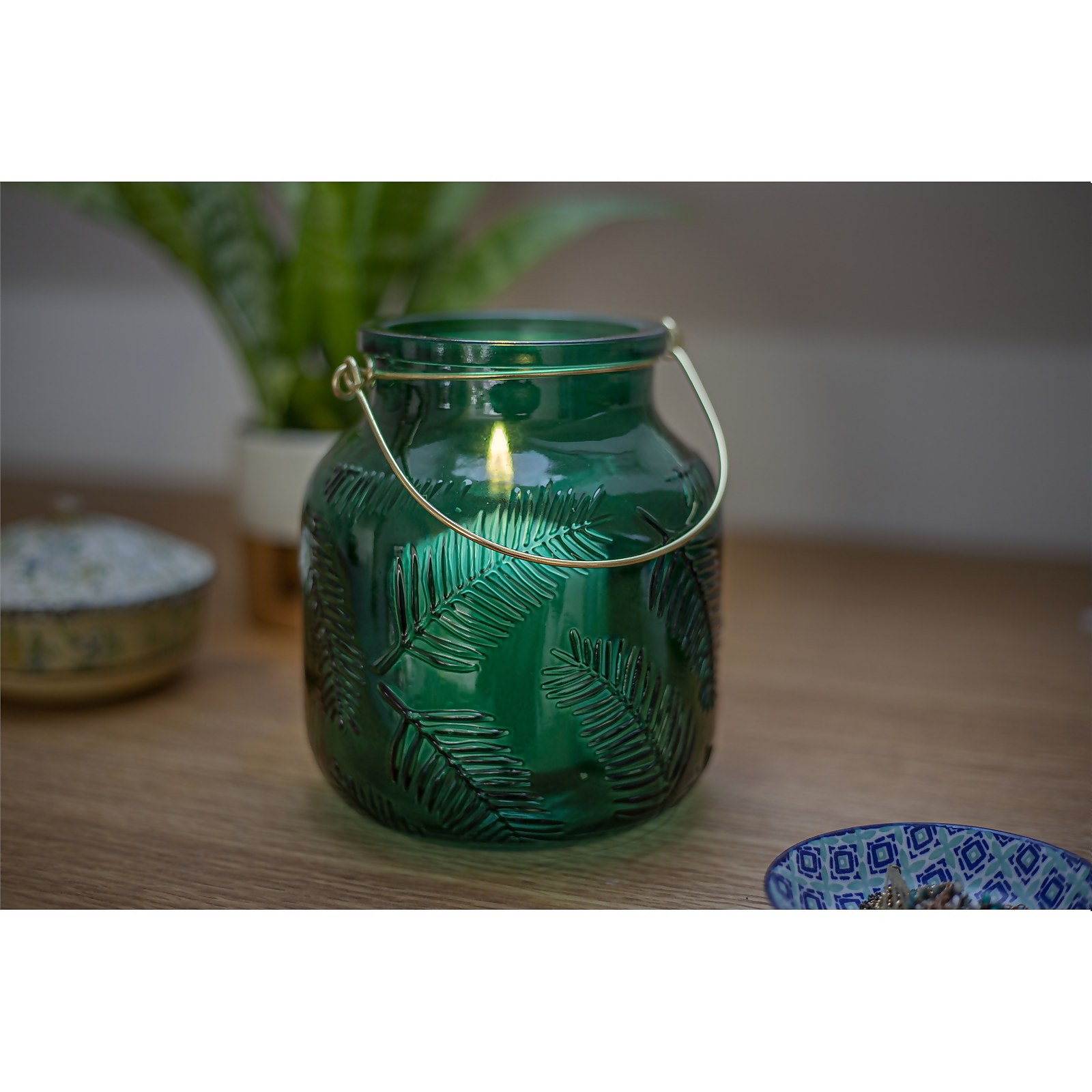 Photo of Lifestyle Green Glass Garden Lantern