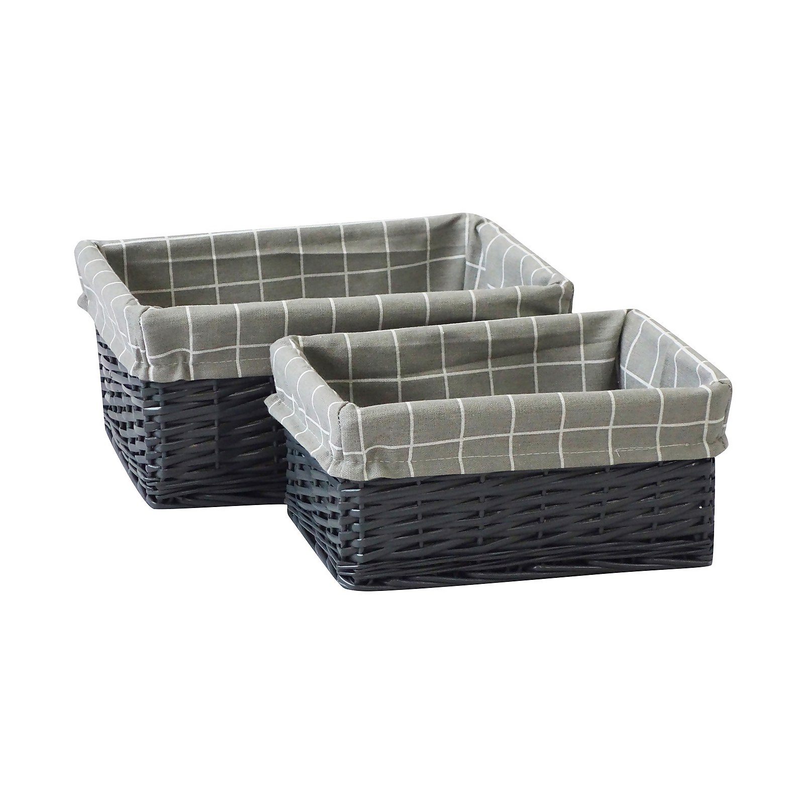 Photo of Set Of 2 Grey Willow Lined Baskets