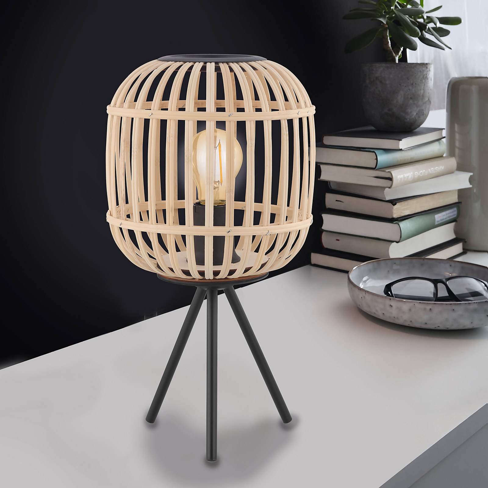 Photo of Eglo Bordesley Wooden Table Lamp
