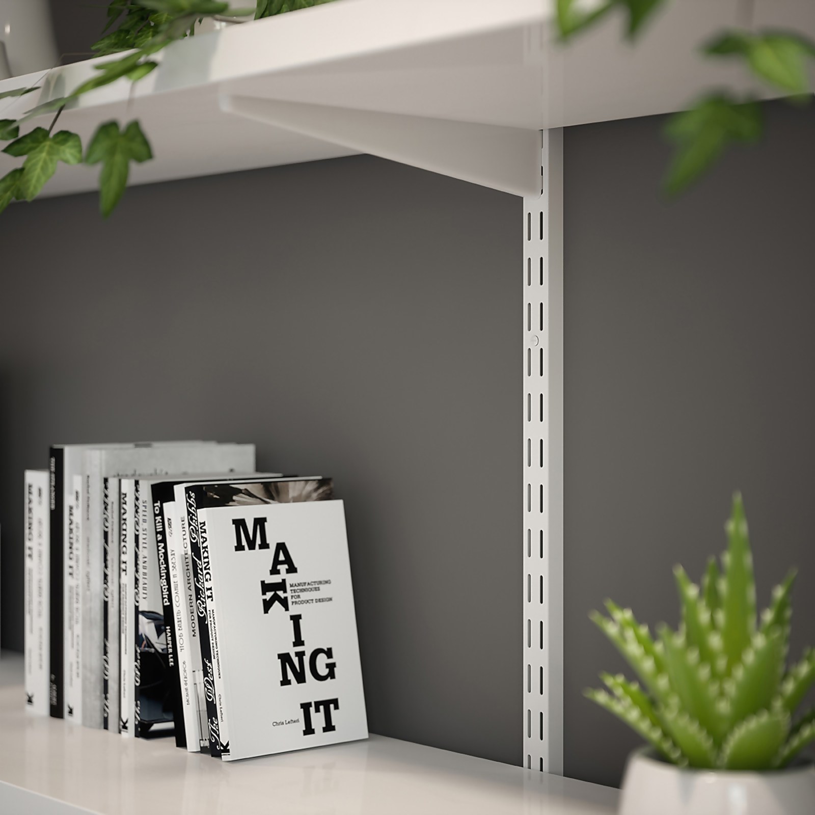 Photo of Anti-bacterial Twin Slot Shelving Kit - 1600mm White Twinslot And 320mm Brackets - White