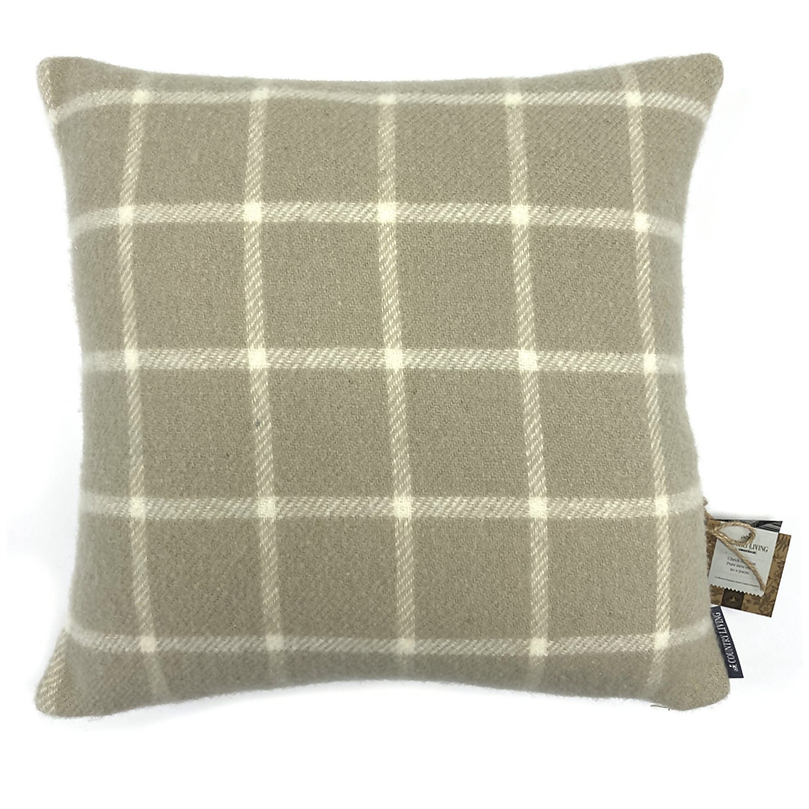 Photo of Country Living Wool Check Cushion - 50x50cm - Latte